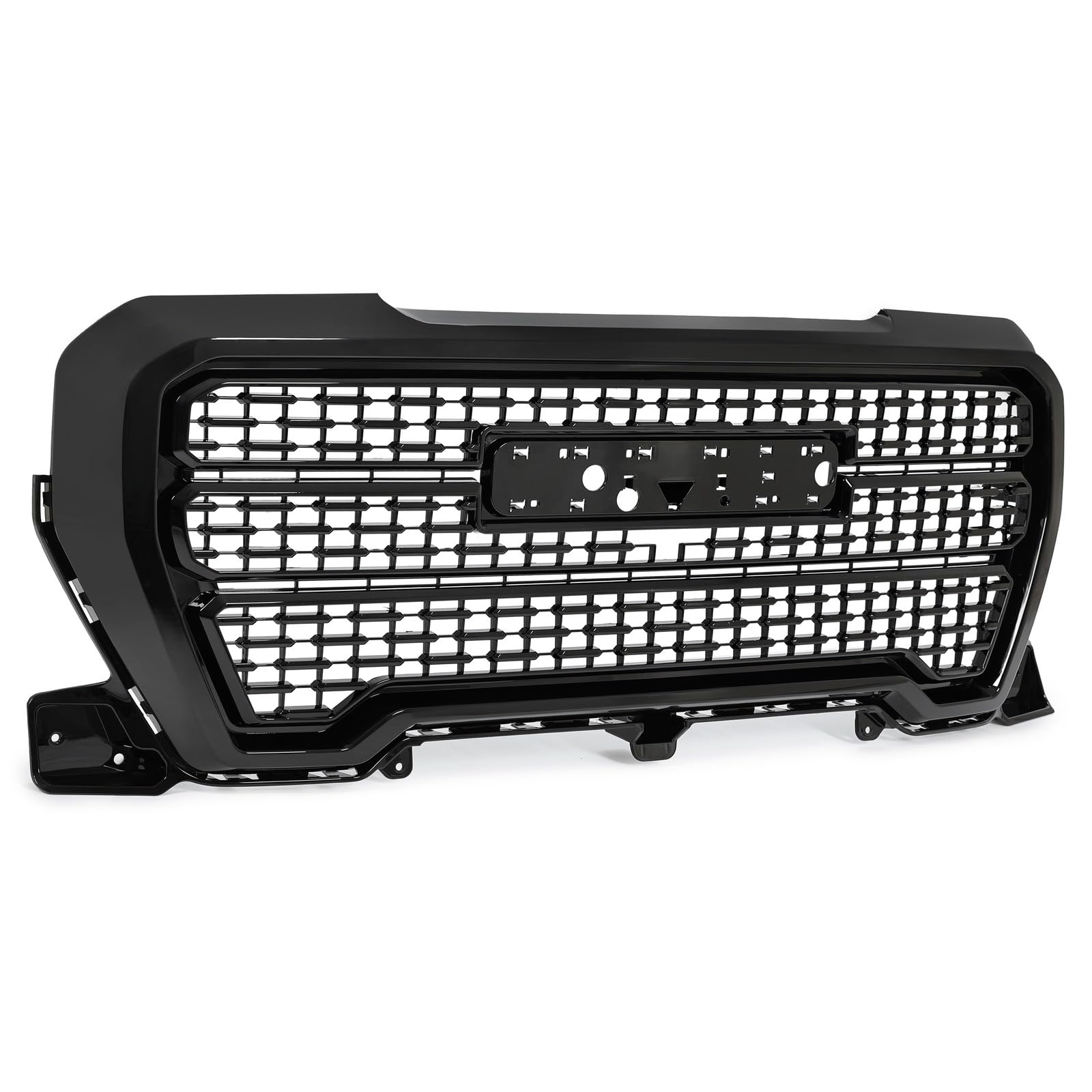 be appropriate for Black Painted ABS Plastic Front Upper Grille for 2019-2021 GMC Sierra 1500 Denali - Perfect Fit Bumper Upper Hood Grill Replacement