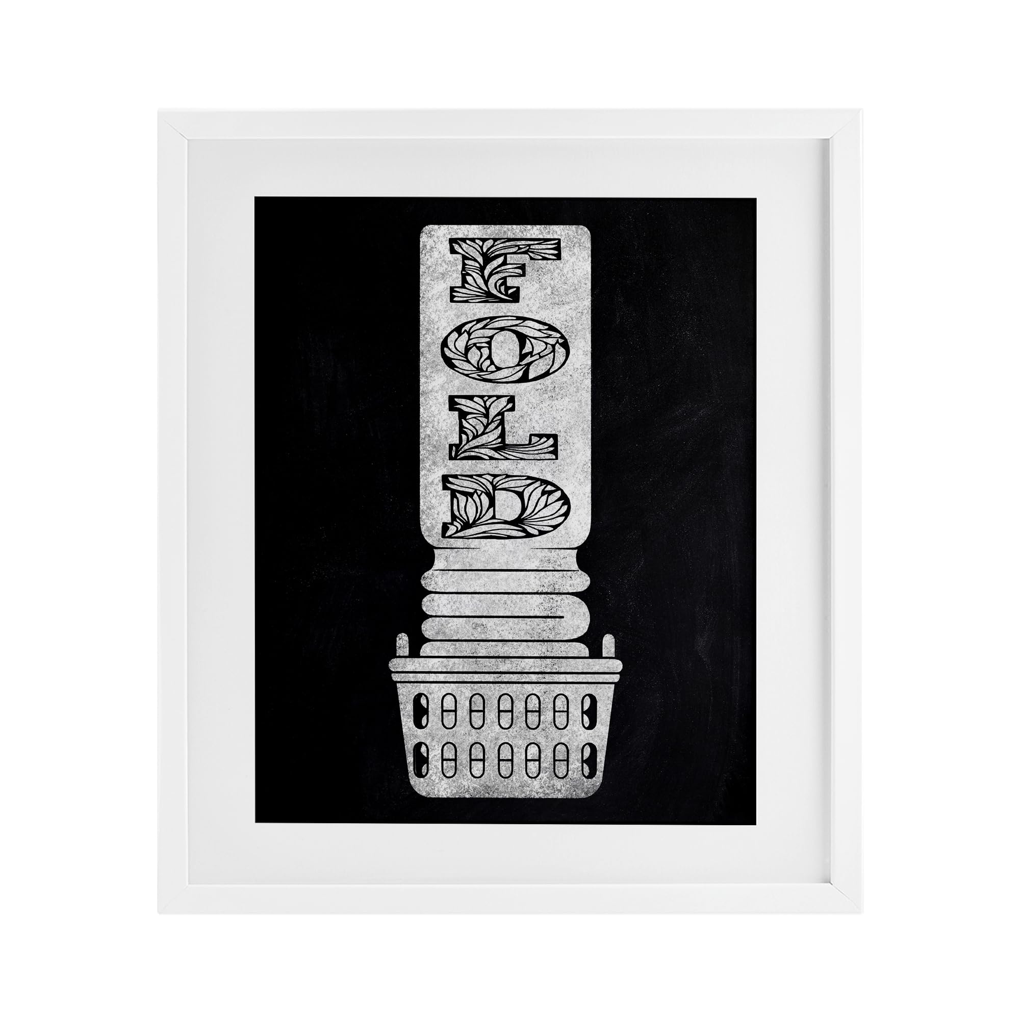 Affiche encadrée blanche sous verre motif blanchisserie pliée par Marcus Prime 40x33 cm
