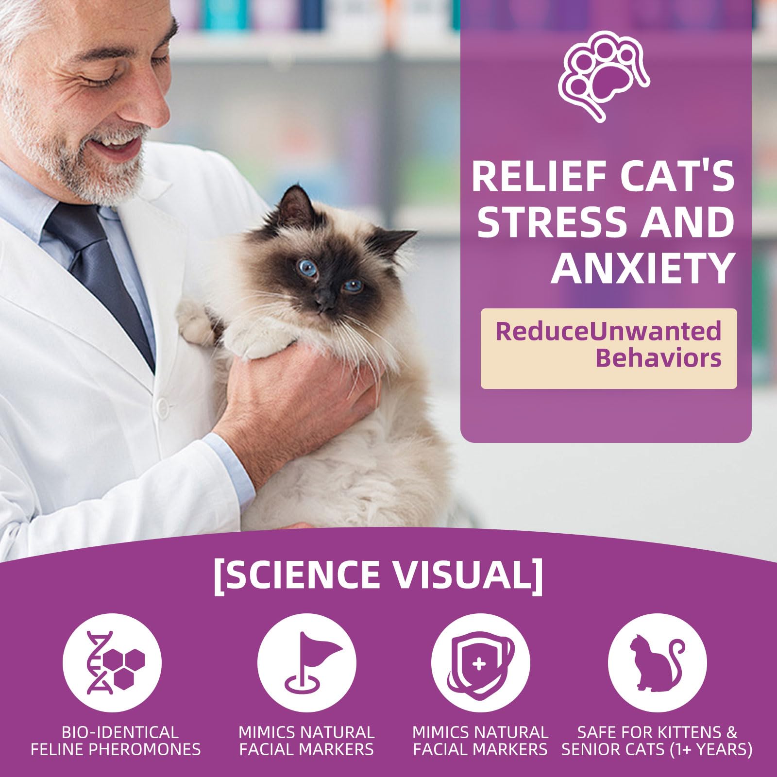 KODASNY Cat Calming Pheromone Spray Kit Feline Calm Pheromones Vet Recommended Drug-Free Anxiety Relief for Multi-Cat Homes,Stops Scratching & Urine Marking,60-Day Supply | Drug-Free (2) - image 3