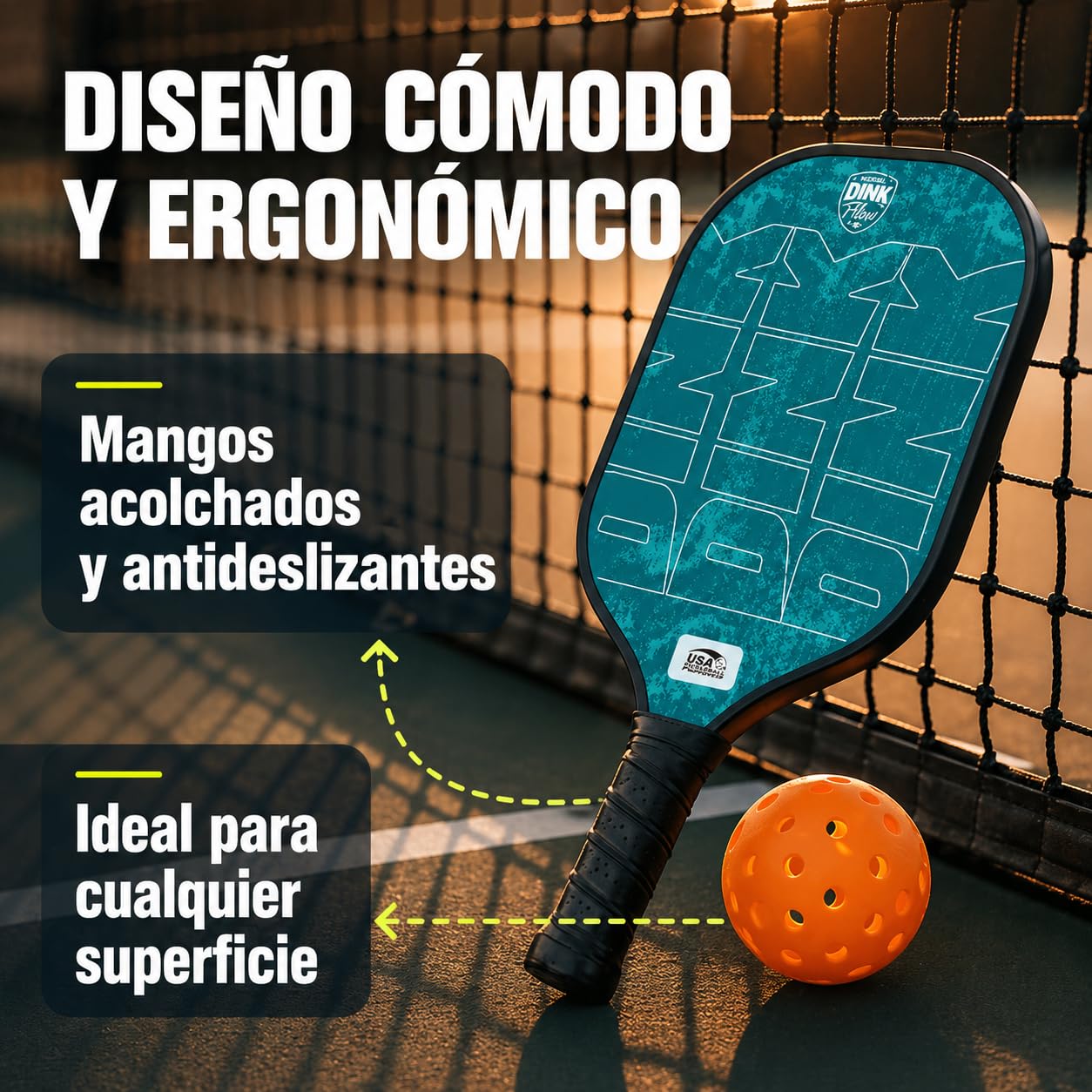 Pickleball Set Profesional – 2 Palas Pickleball de Fibra de Carbono + 4 Pelotas + Bolsa - Raquetas Pickleball Ligeras Antivibración - Pala Pickleball para Interior y Exterior