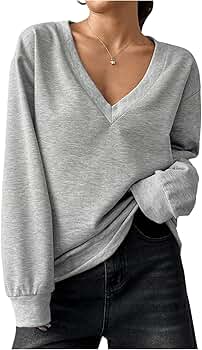 Amazon.com: SweatyRocks Women's Oversized V Neck Sweatshirt