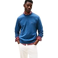 Tommy Hilfiger Uomo Felpa Seasonal Fleece con Scollo Rotondo, Blu (Aegean Sea)