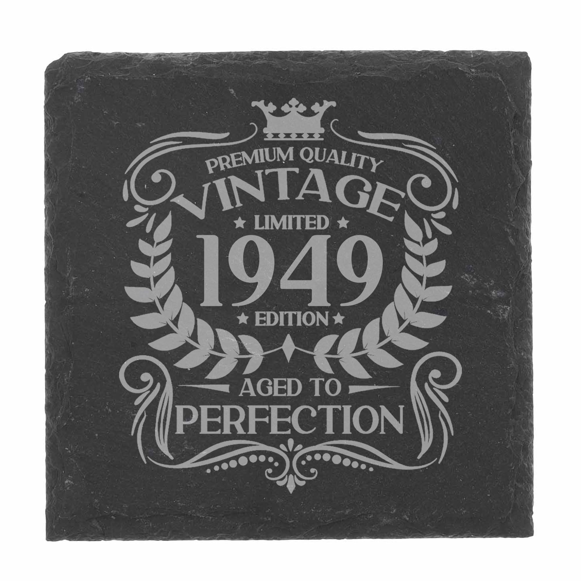 80th Birthday Gift for Men Vintage 1946 Aged to Perfection Engraved Slate Coaster Present for 80 Year Old Etched Natural Slate Placemat (Round Slate) — view 99