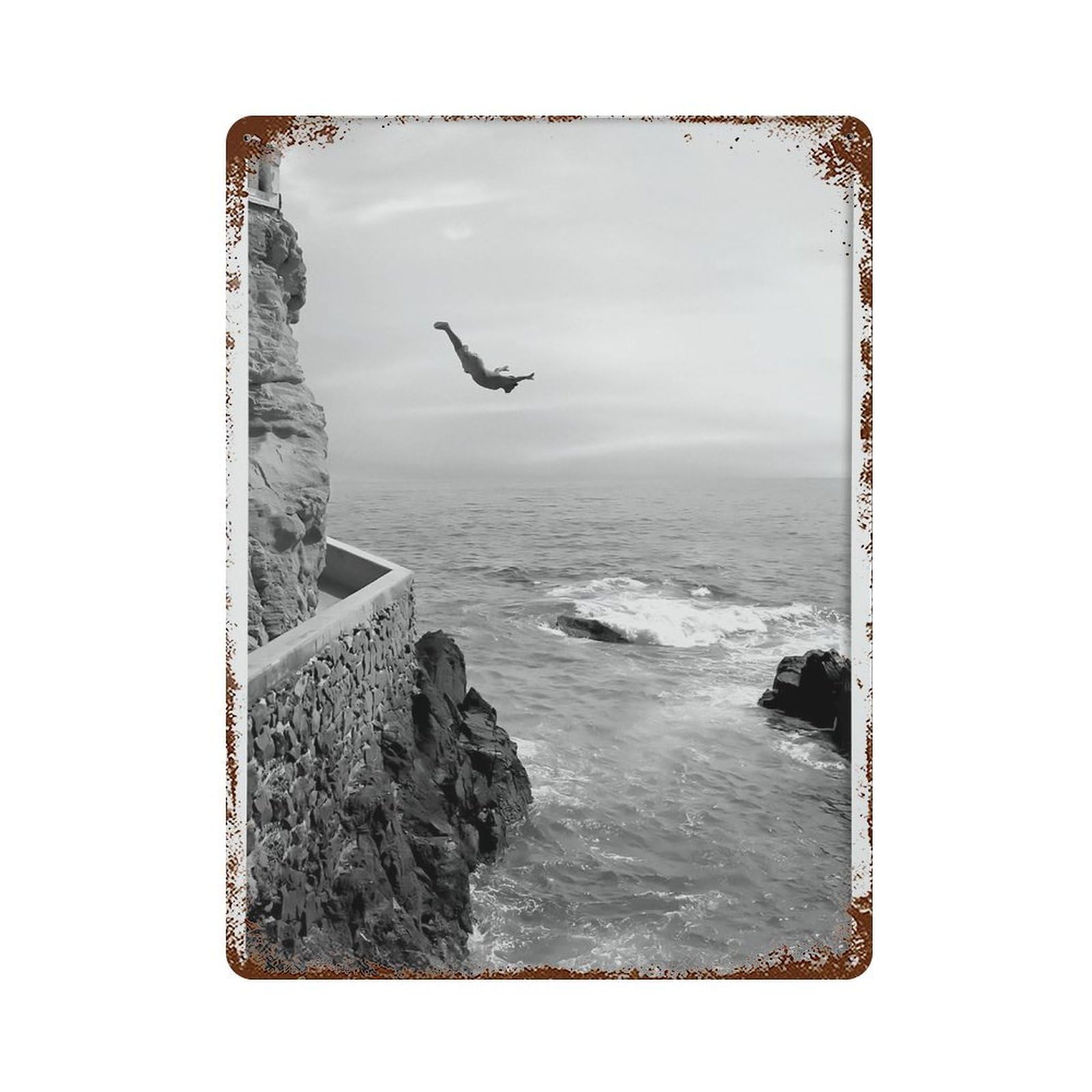 xiaoxiaoshen Vintage Man Diving Ocean Minimalist Summer Wall Decor Art Metal Tin Poster Modern Home Decor Art Home Bar Shop Decorations Vintage Sign 40x30cm