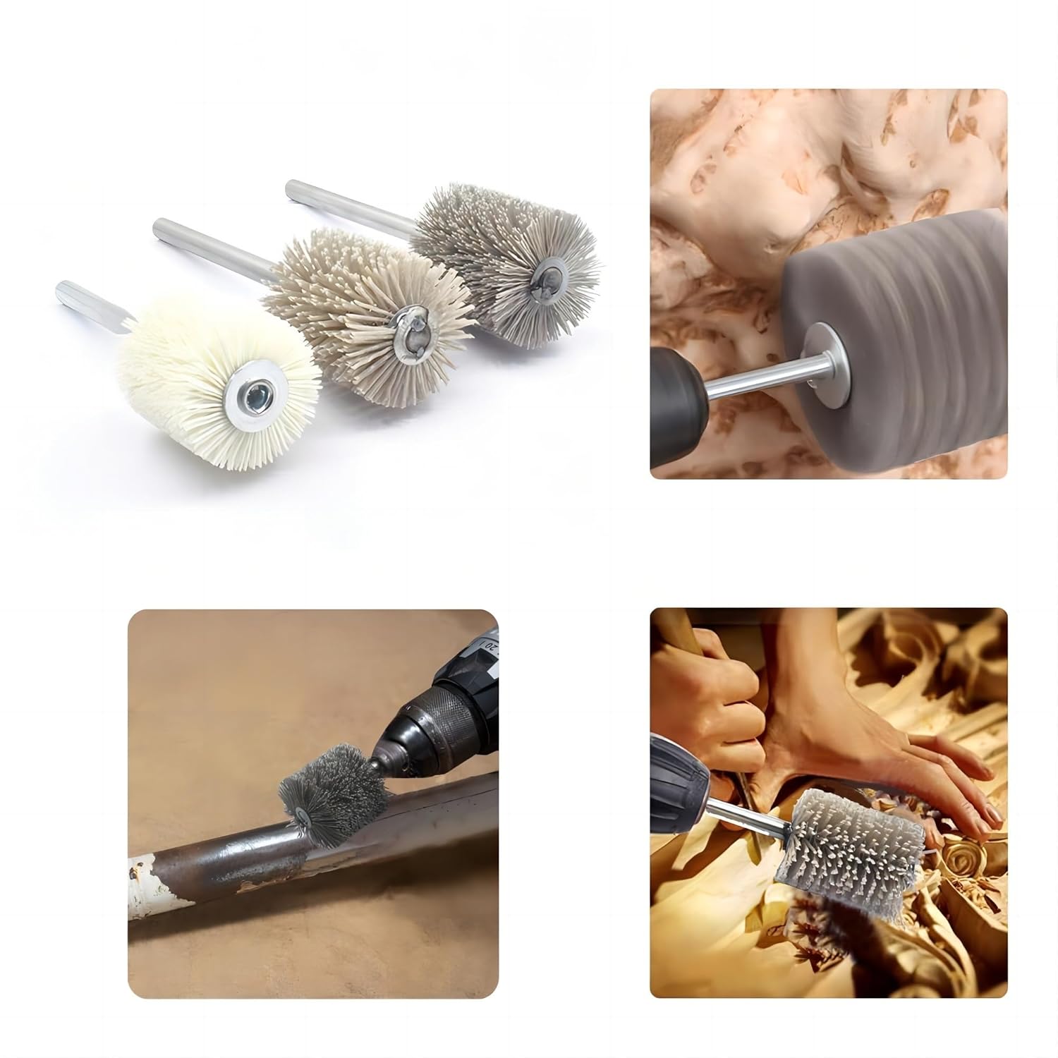 1pcs Wire Wheel Brushes Abrasive Nylon Power Tool Accessory CNC Die Grinder Drills Edge Blending Rust Remover Industrial Rotary Brush(Grit320 Dia50mm)