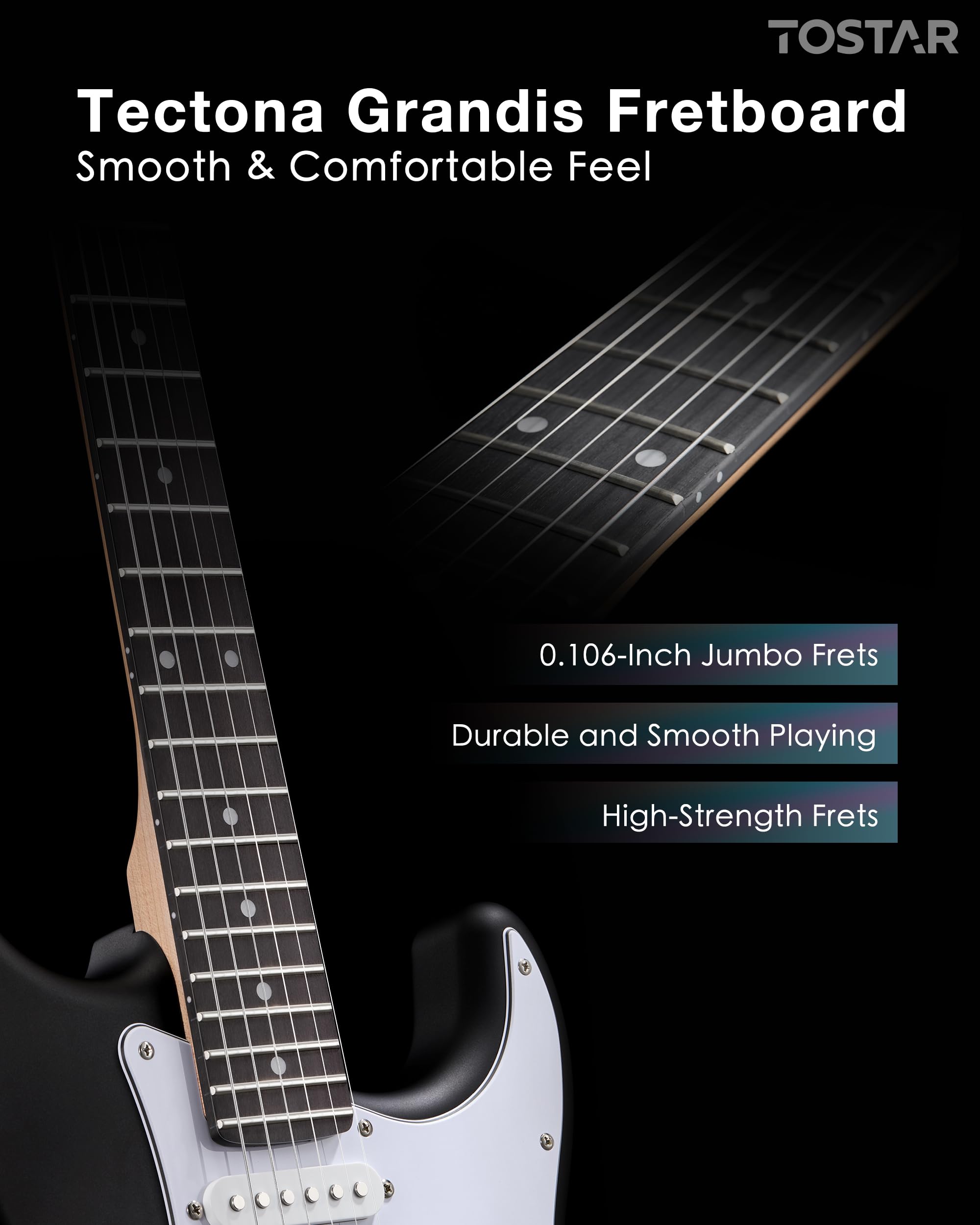 Kit per chitarra elettrica per principianti da 99 cm con amplificatore e pickup HSS, set completo per principianti con elementi essenziali, custodia da concerto, corde extra, accordatore digitale