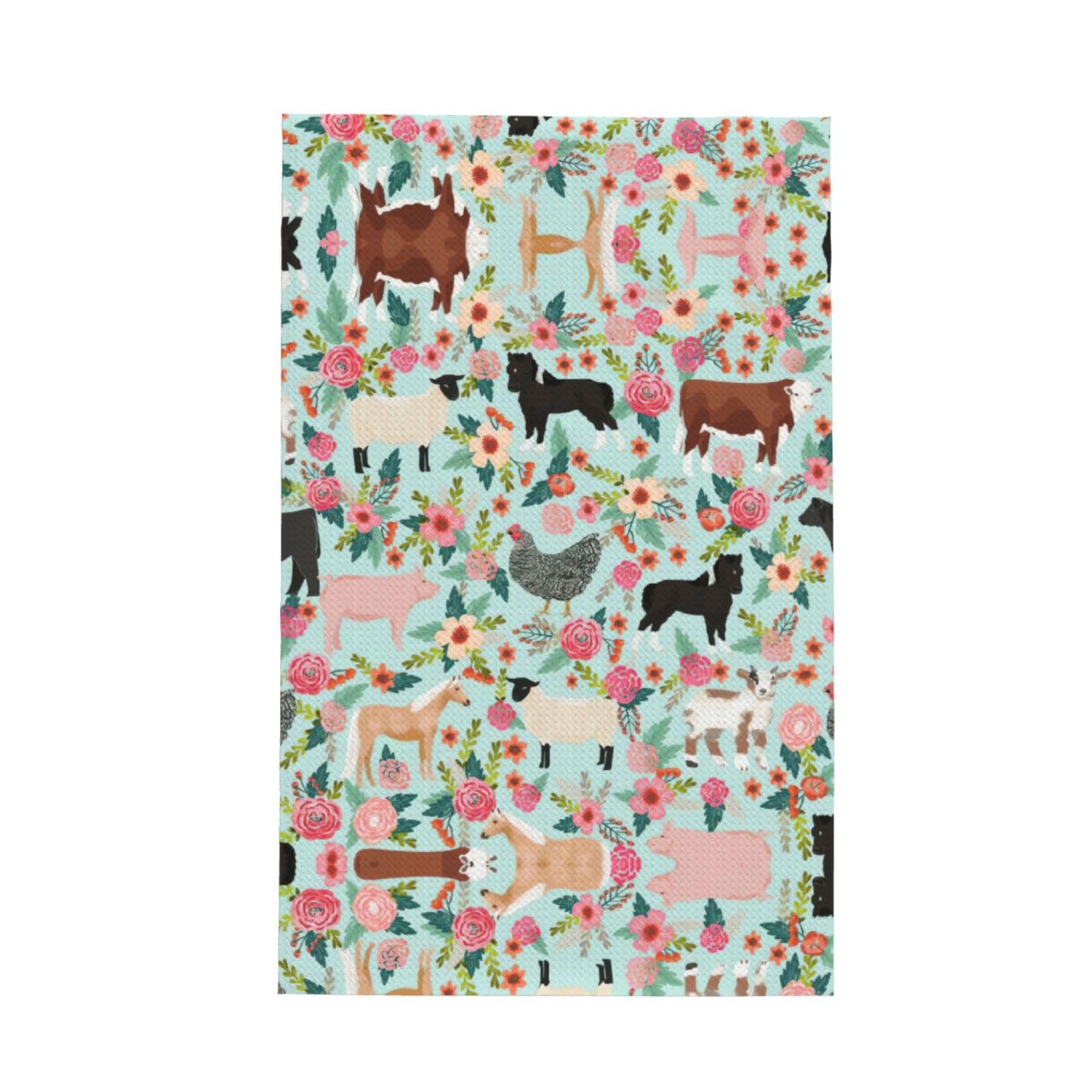 XXahnbm Farm Animal Print Waffle Kitchen Towel,Absorbent Hand Towel