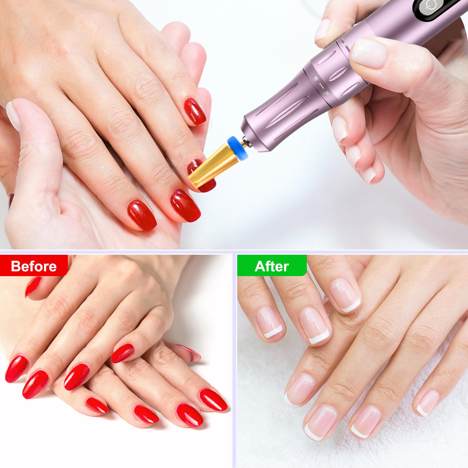 CGBE 2 Pezzi Punte Fresa Unghie, Punta Fresa Unghie Rimozione Gel, Acrilico, Cuticola, Carburo di Tungsteno, Forma Affusolato Barile/Pennino, Grana Media, Strumenti per Manicure Pedicure