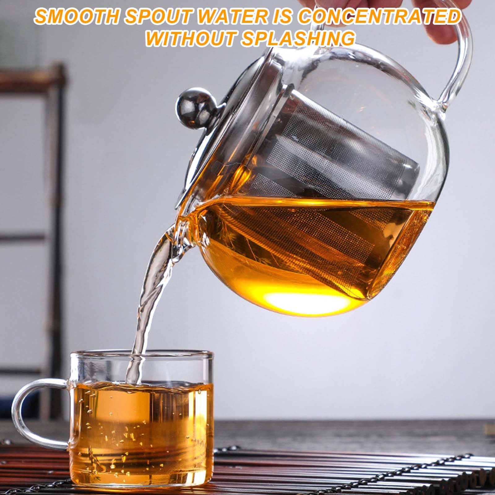 GBKDQQ 1.3L Teekanne mit Siebeinsatz und Deckel, Teekanne aus Glas Borosilikat, Glas Teebereiter mit Abnehmbare Siebeinsatz & Stövchen, Glasteekanne für Losen Tees Fruchttee Duftender Tee