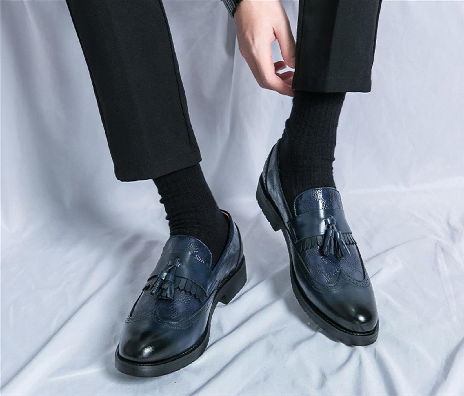 Mocassini con Nappine Uomo Scarpe Brogue Oxford Eleganti Stringate Basse da Cerimonia Business Matrimonio Casual Scarpe in Pelle