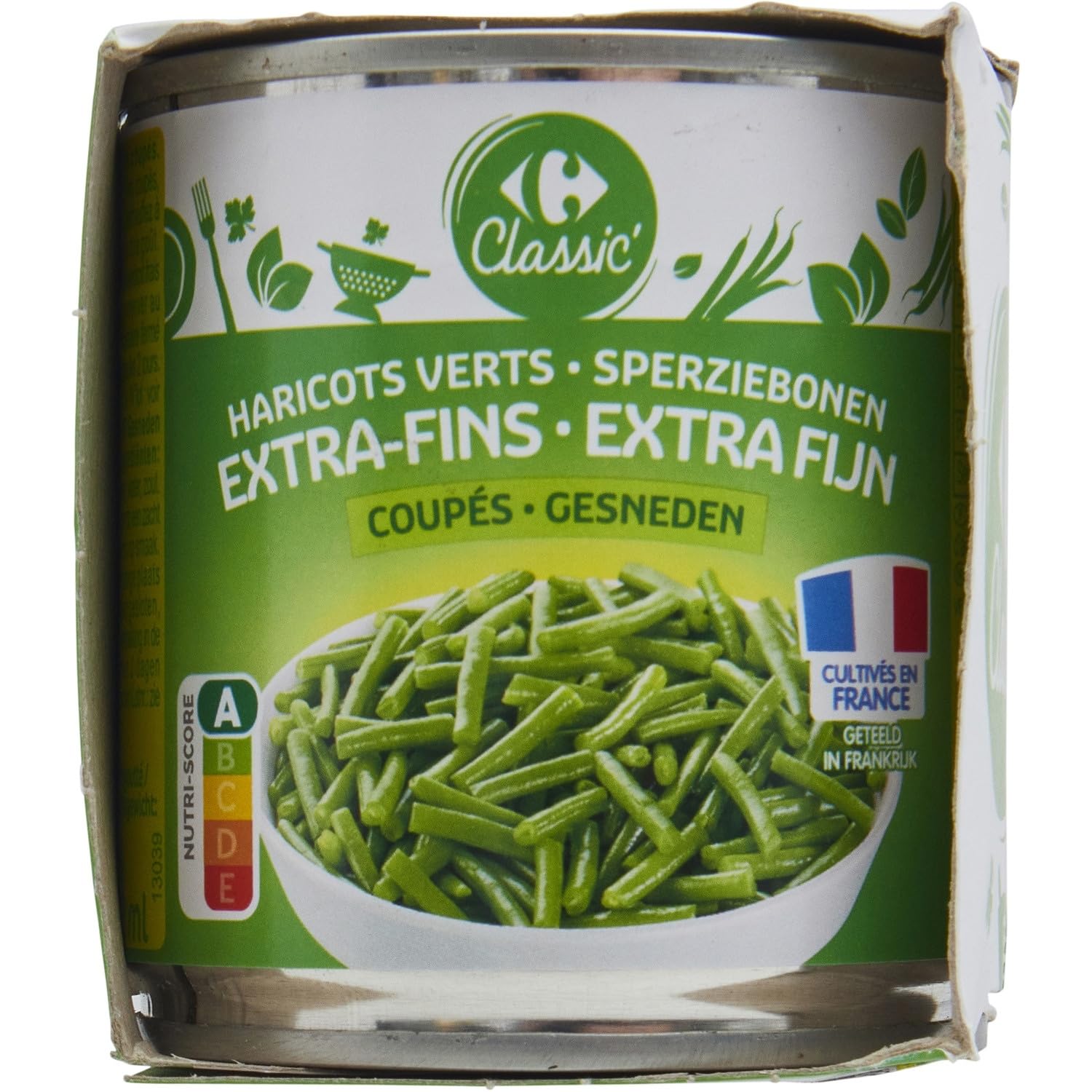CARREFOUR CLASSIC' - Haricots Vert Extra-Fin Coupé en Conserve - les 3 boites de 110g net égoutté - 600g - Le Lot De 4