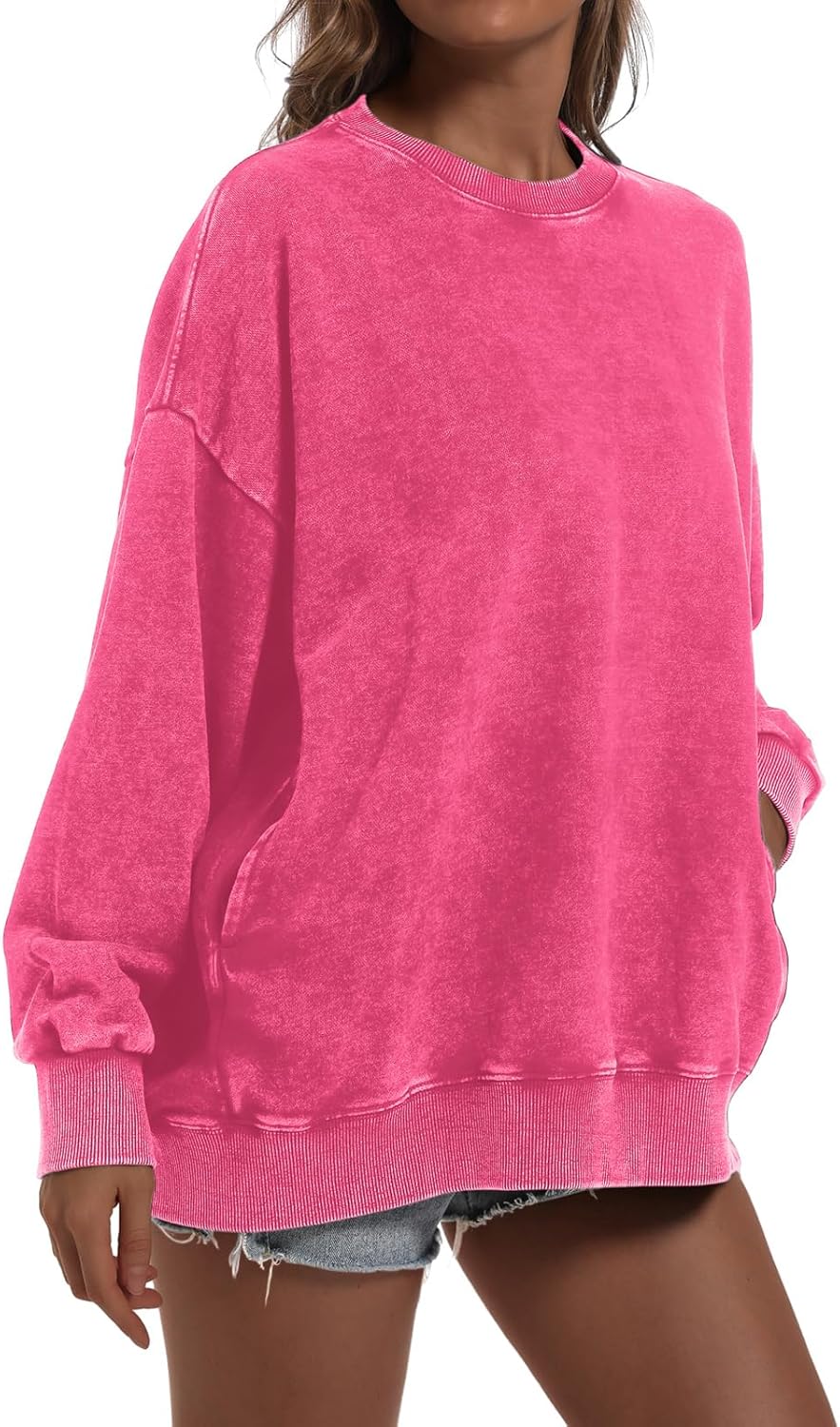 Oversized Vintage Hoodie for Women Cotton Loose Fit Baggy Hooded Sweatshirt Trendy Basic Acid Wash Pullover Top - Image 4