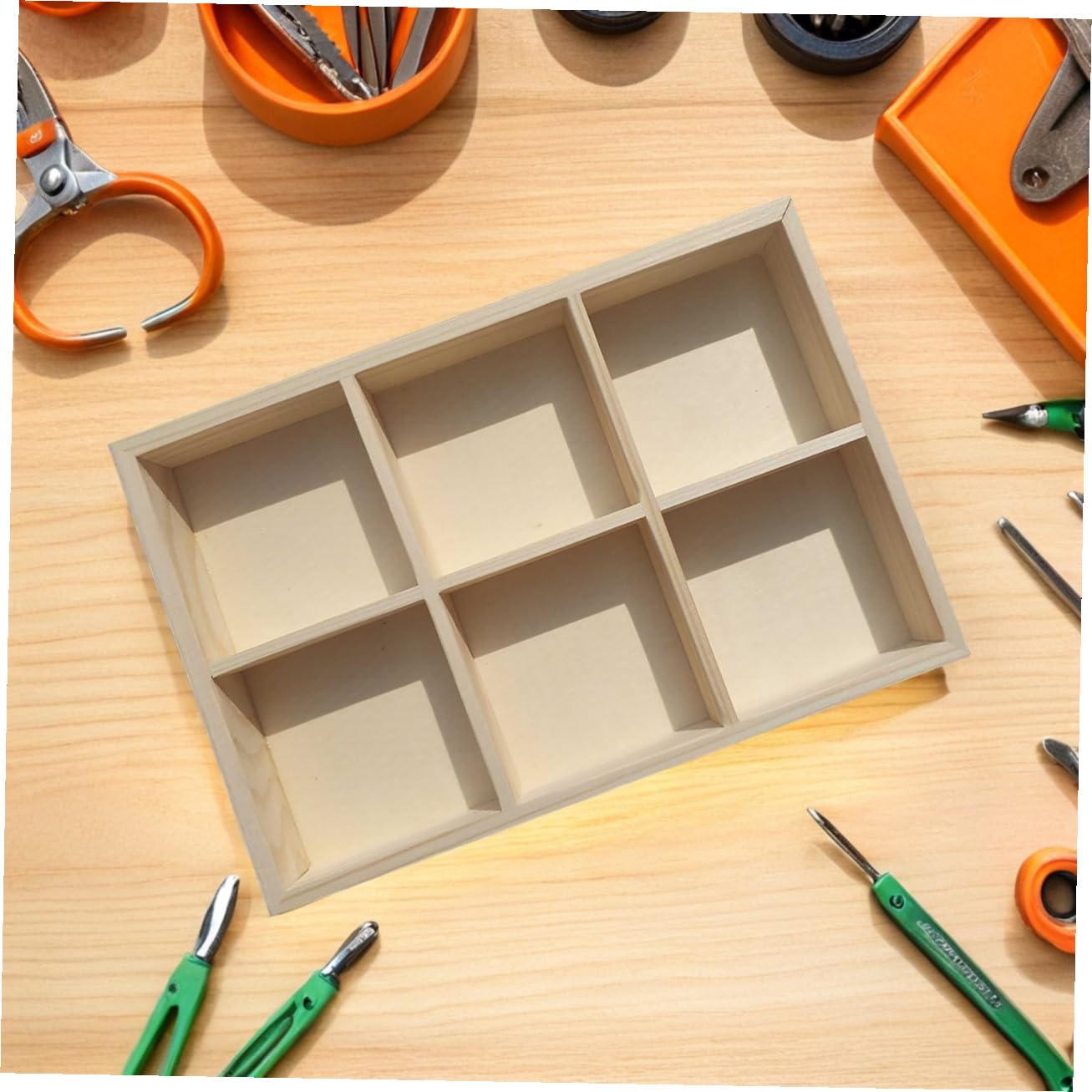 SHINEOFI 7 Stck Holz Aufbewahrungsbox mit Fächern Pigmentbox Langlebigem Material Auslaufsicheres Design für Malutensilien und Künstlerbedarf Geeignet für Schule und Zuhause
