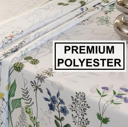 Miniatura 5 de Mantel floral impermeable rectangular de 60 x 84 pulgadas, mantel de flores silvestres, resistente al agua para primavera y verano, sin arrugas,