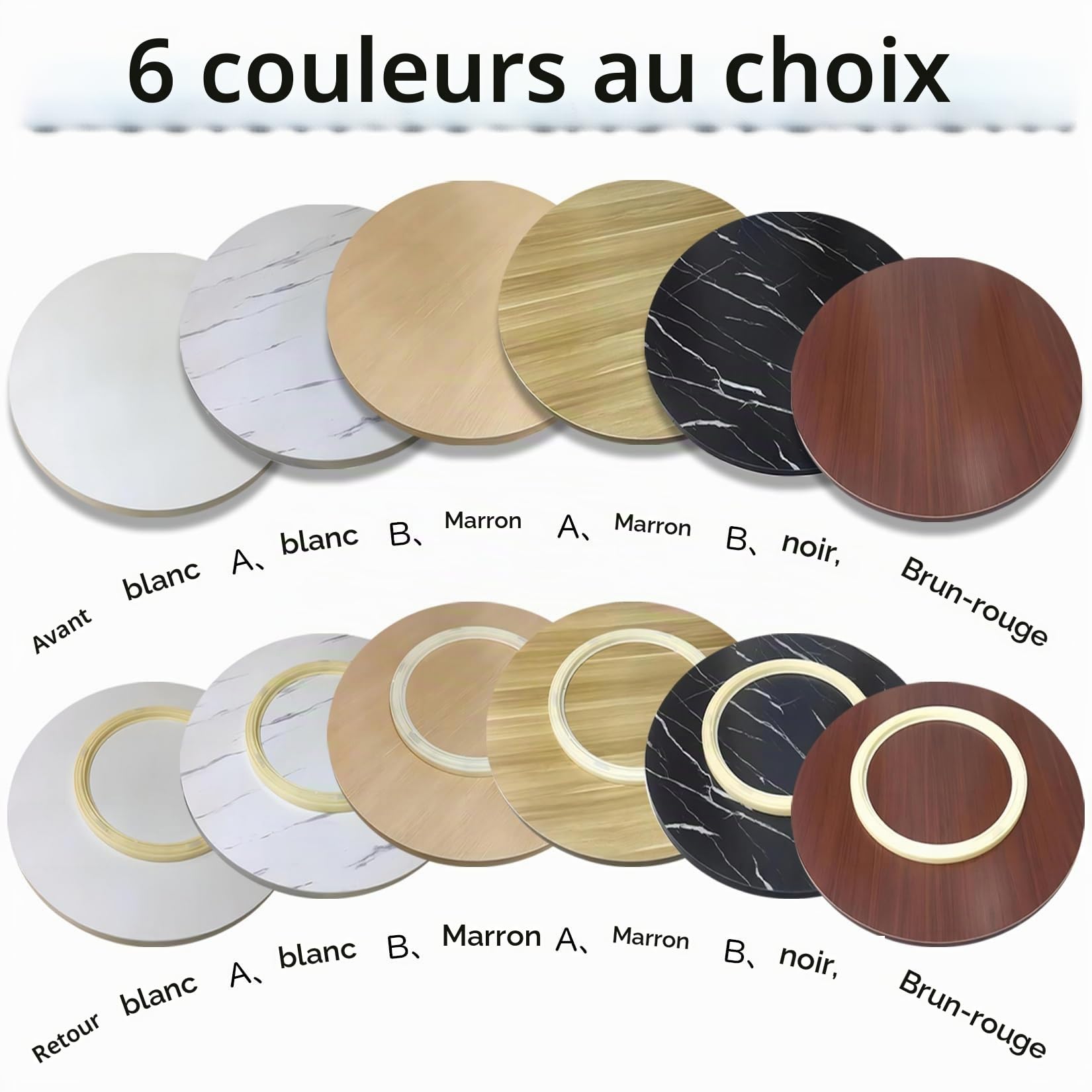 ESOYAWE Table À Manger Plateau De Service Ø 50-100 Cm Plateau Rotatif en Bois Rond, avec Base À Roulement Silencieux Grand Plateau Tournant Assiette De Service, pour Table À Manger De Cuisine
