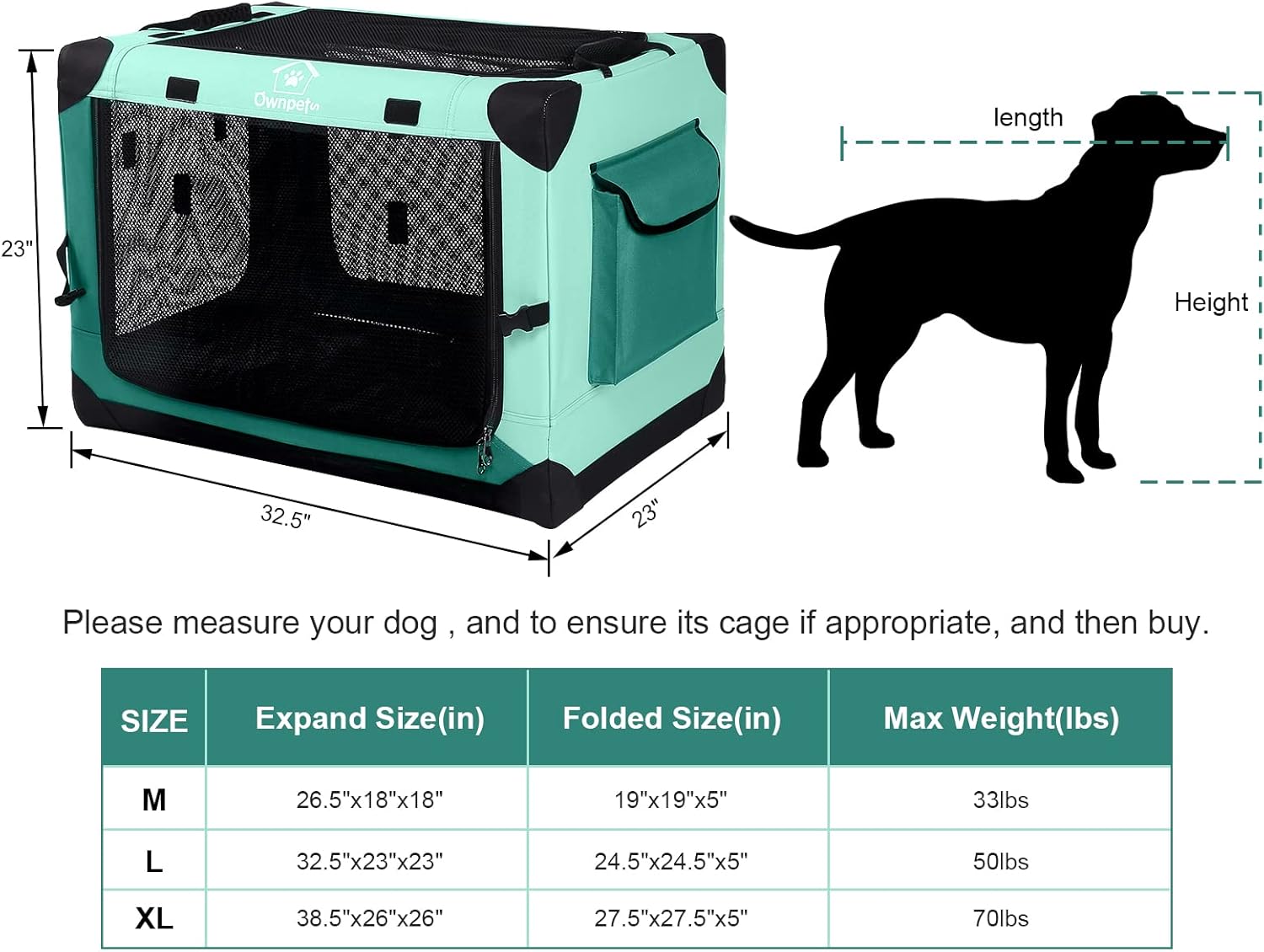 Ownpets 4 Door Dog Soft Crate Folding Portable Soft-Sided Crate with Strong Steel Frame and Mesh Mat for Indoor & Outdoor Travel Dog Crate : Pet Supplies