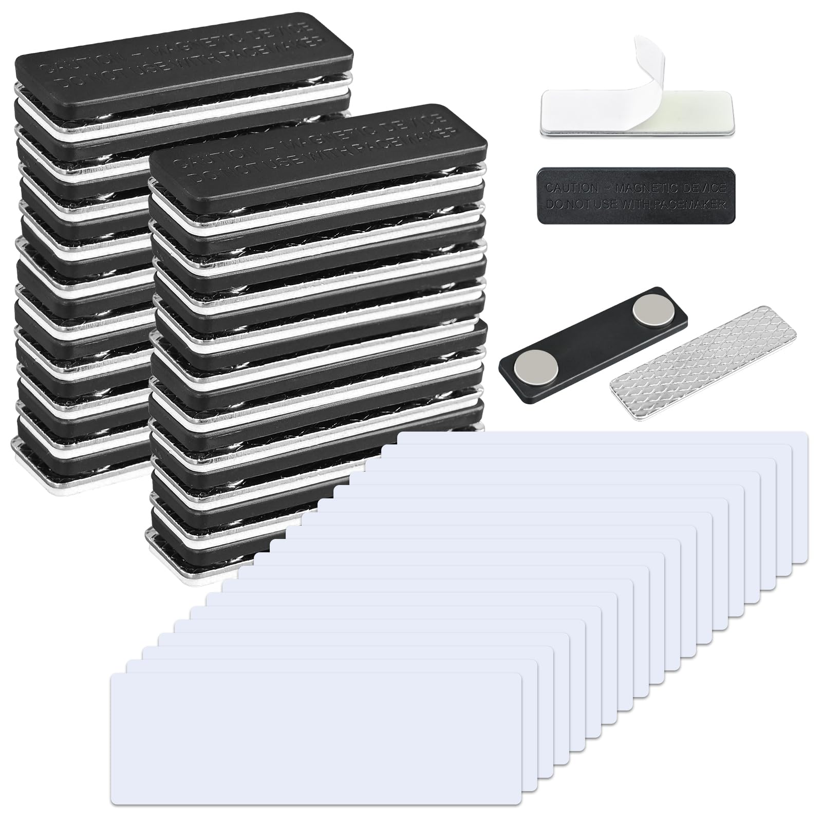 DRERIO 20 Pcs Magnetic Name Tag Holders with Magnetic Backing, Engravable Blank Name Badge, Reusable Clip Name Tags for Securely Attaching ID Badges, Name Tags, Classroom