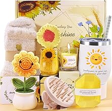 LIVEHITOP Gifts for Women, Sunflower Pamper Gifts for Her, 10PCS Unique Relaxation Gifts Sets Include Tumbler Get Well Soon Hampers Birthday Presents for Friends, Mum, Wife, Sister
