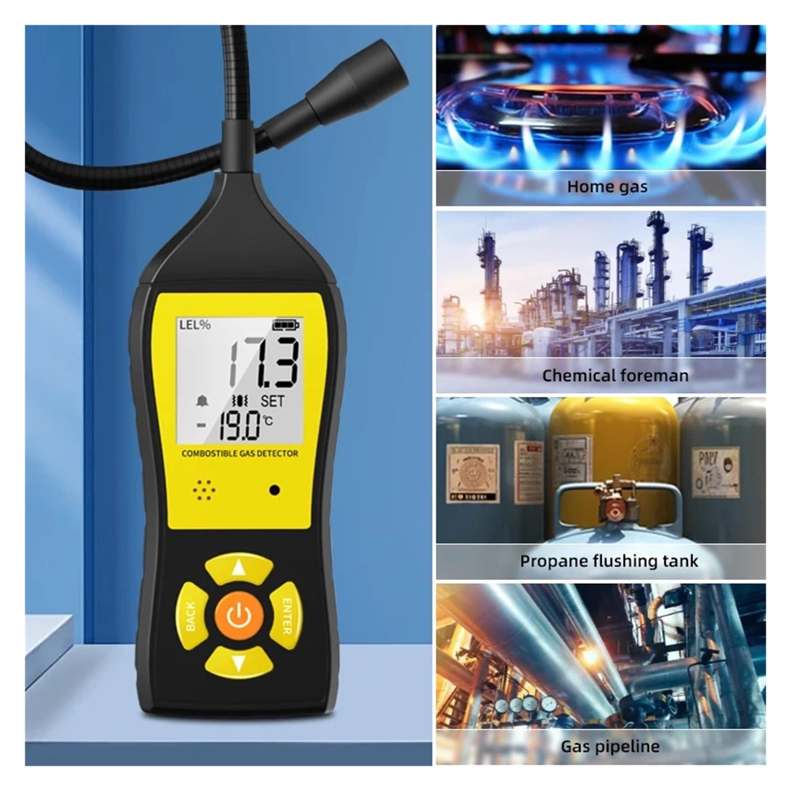 Detektor wycieku gazu palnego Tester koncentratu Alarm wycieku gazu dla metanu, gazu ziemnego, LNG, LPG, koncentratora w czasie rzeczywistym Precyzyjne czujniki do szybkiego wykrywania