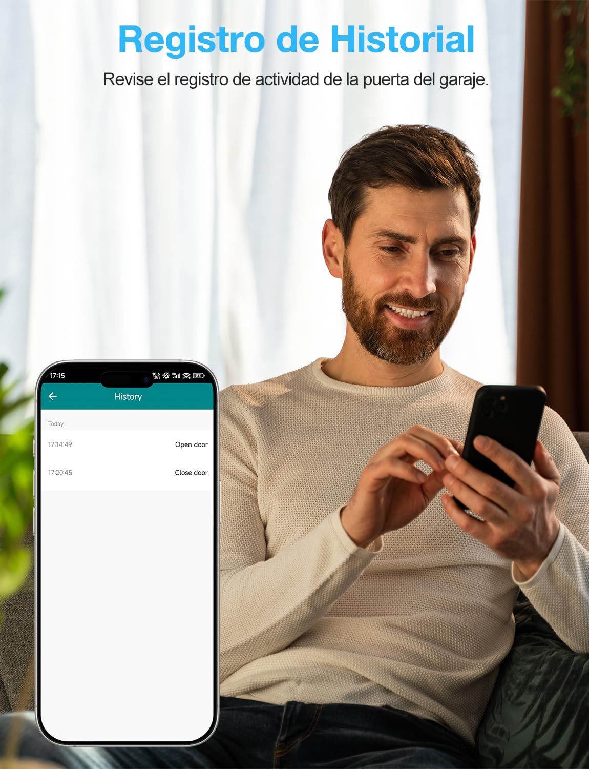 Maxcio Abridor de Puerta de Garaje Inteligente WiFi, Compatible con Alexa/Google Home, Control por Aplicación, control por Voz, compatible con CC y CA, No Requiere Hub, Con Control Remoto