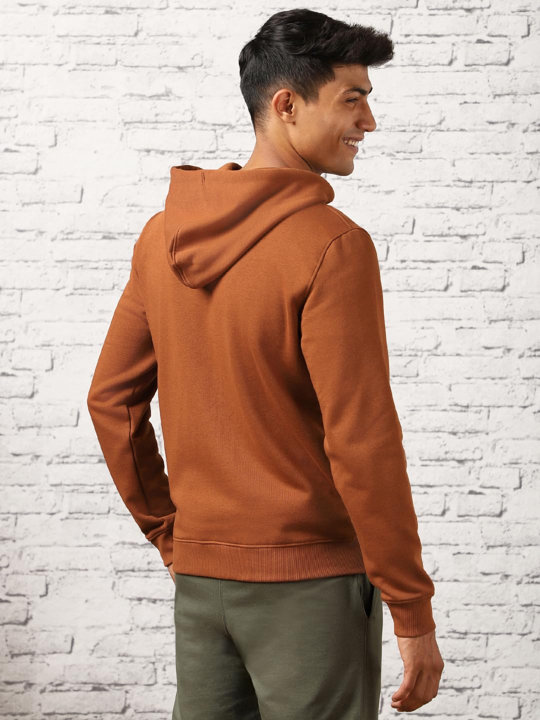 Nobero Męska bluza z polaru bawełnianego o gramaturze 280 g/m², jednolity kolor, regularny krój, bluza z kapturem, dla mężczyzn, stylowa i swobodna