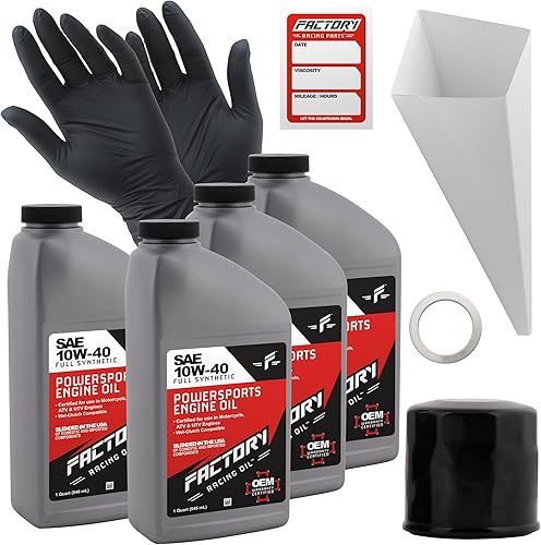 Factory Racing Parts SAE 10W-40 - Kit de cambio de aceite de 4 cuartos de galón compatible con Yamaha FZ8N XVS13 Incluye 4 cuartos de galón de