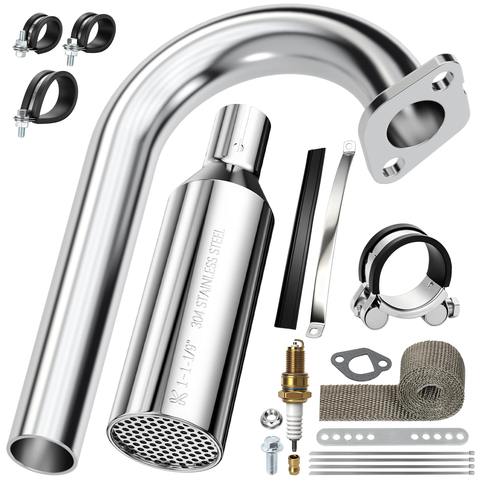 Right Side Exhaust with Slip on Muffler for B200R RT200 Predator 212