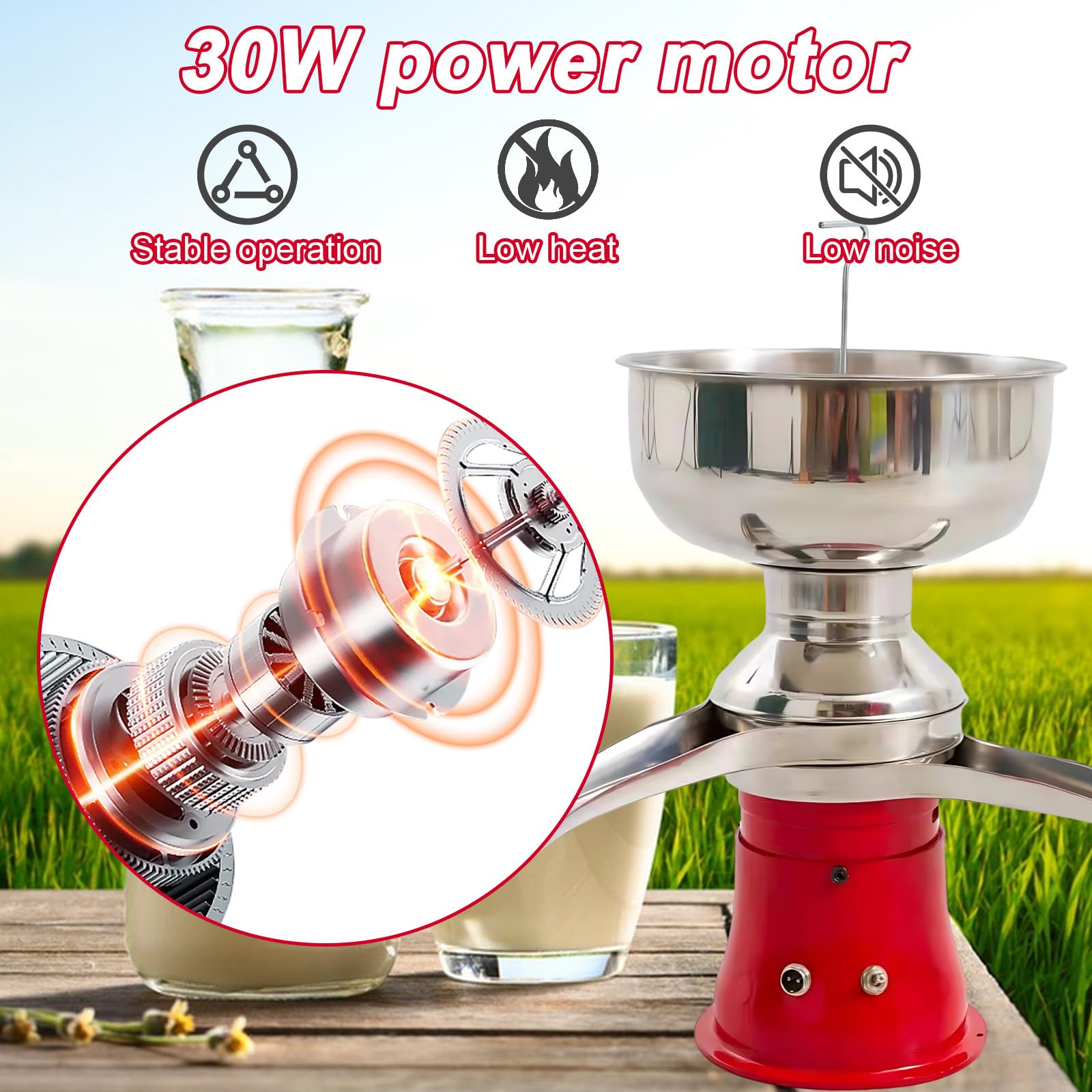 Odśrodkowy Separator Śmietanki Separator, 30 W, Stal Nierdzewna 304, Wydajność Produkcyjna 50 L/H (13,2 Galona/H), Do Oddzielania Śmietanki I Mleka Odtłuszczonego