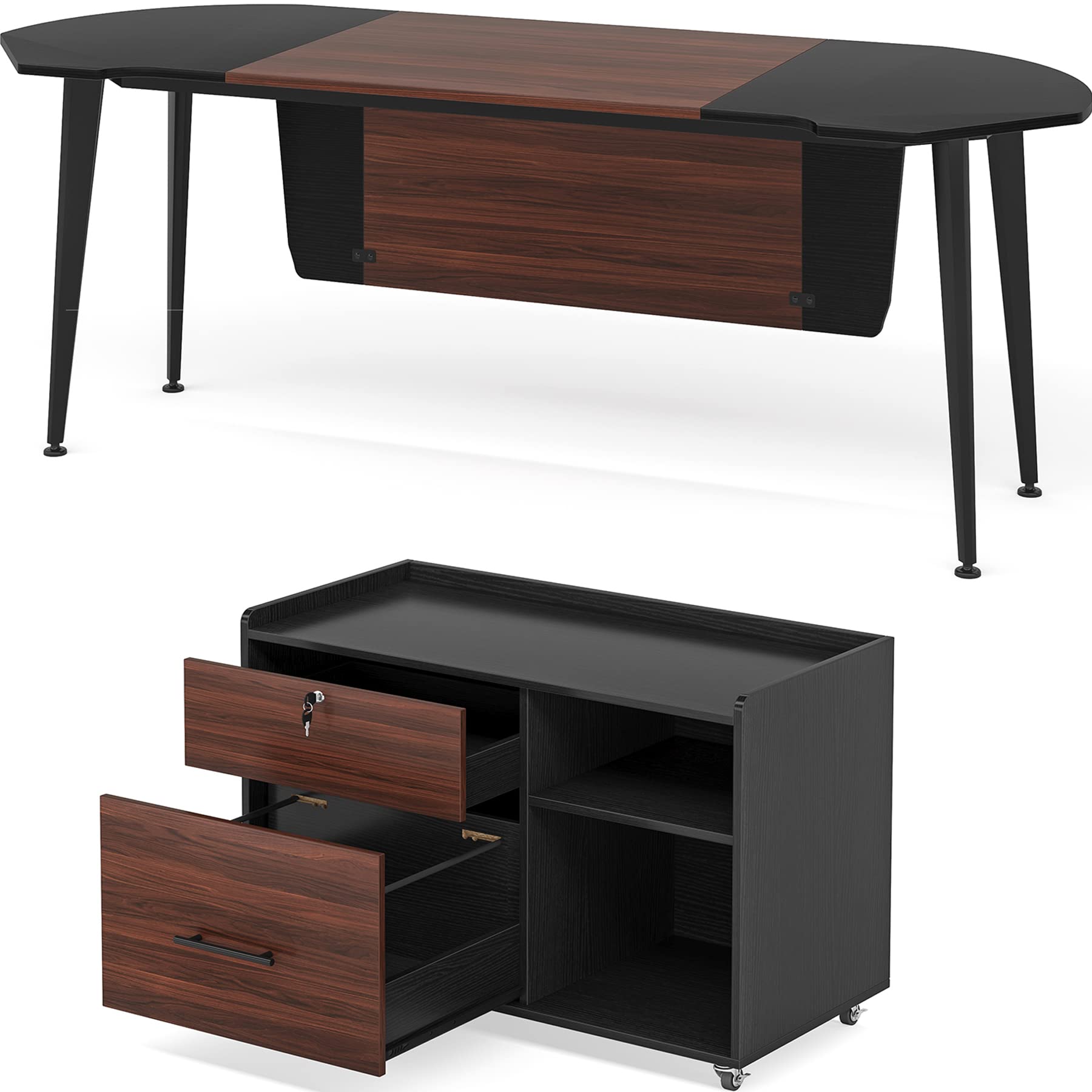 Buy Tribesigns L Shaped Desk with Drawers Set, 70.9" Large