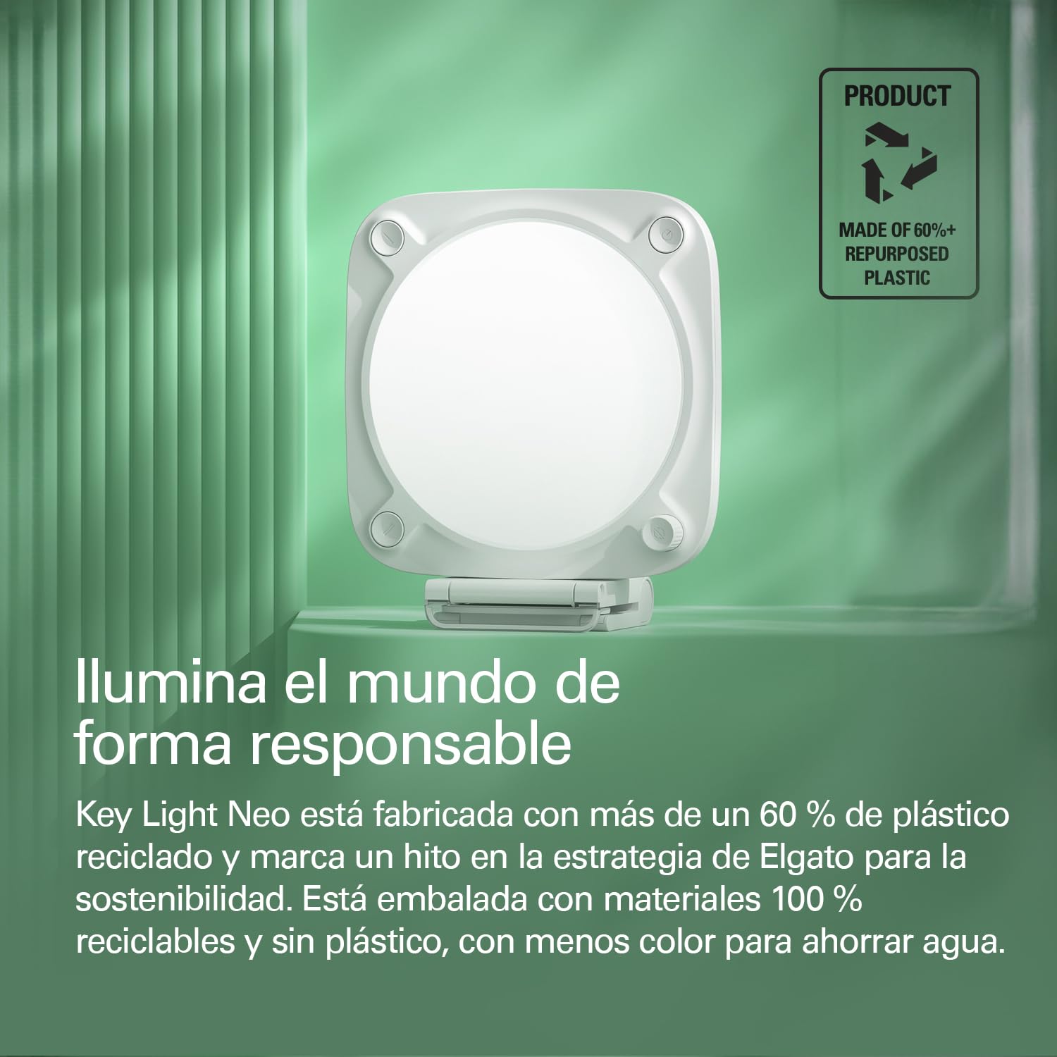 Elgato Key Light Neo con soporte de monitor - luz profesional para videollamadas y streaming - control onboard o Wi-Fi - USB - Laptop | PC | Mac