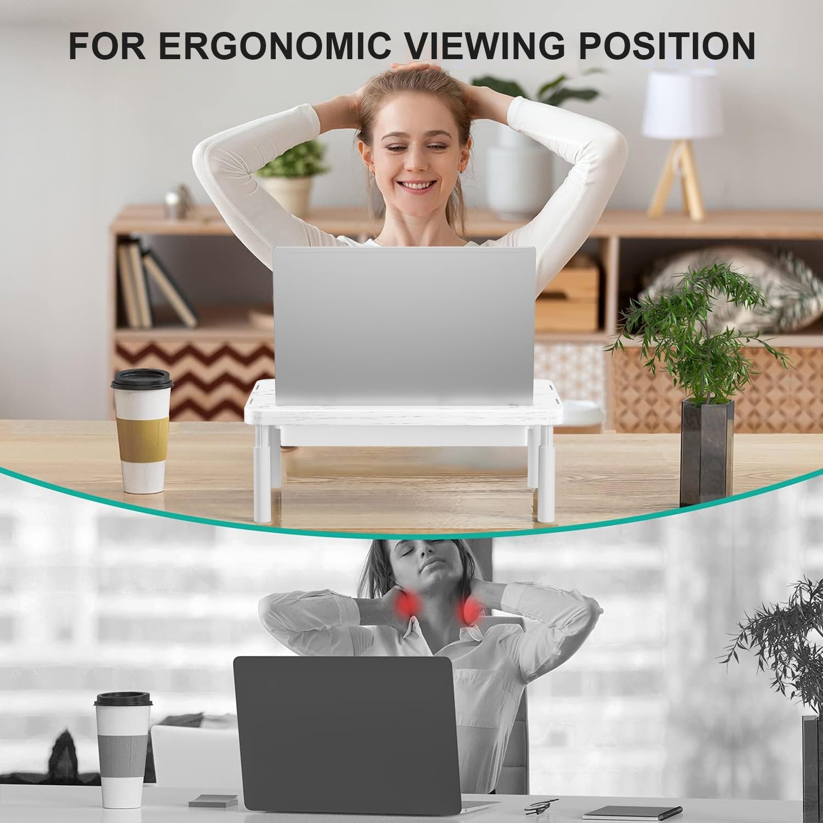 WALI Computer Monitor Stand with Storage, Monitor Riser 3 Height Adjustable view 7