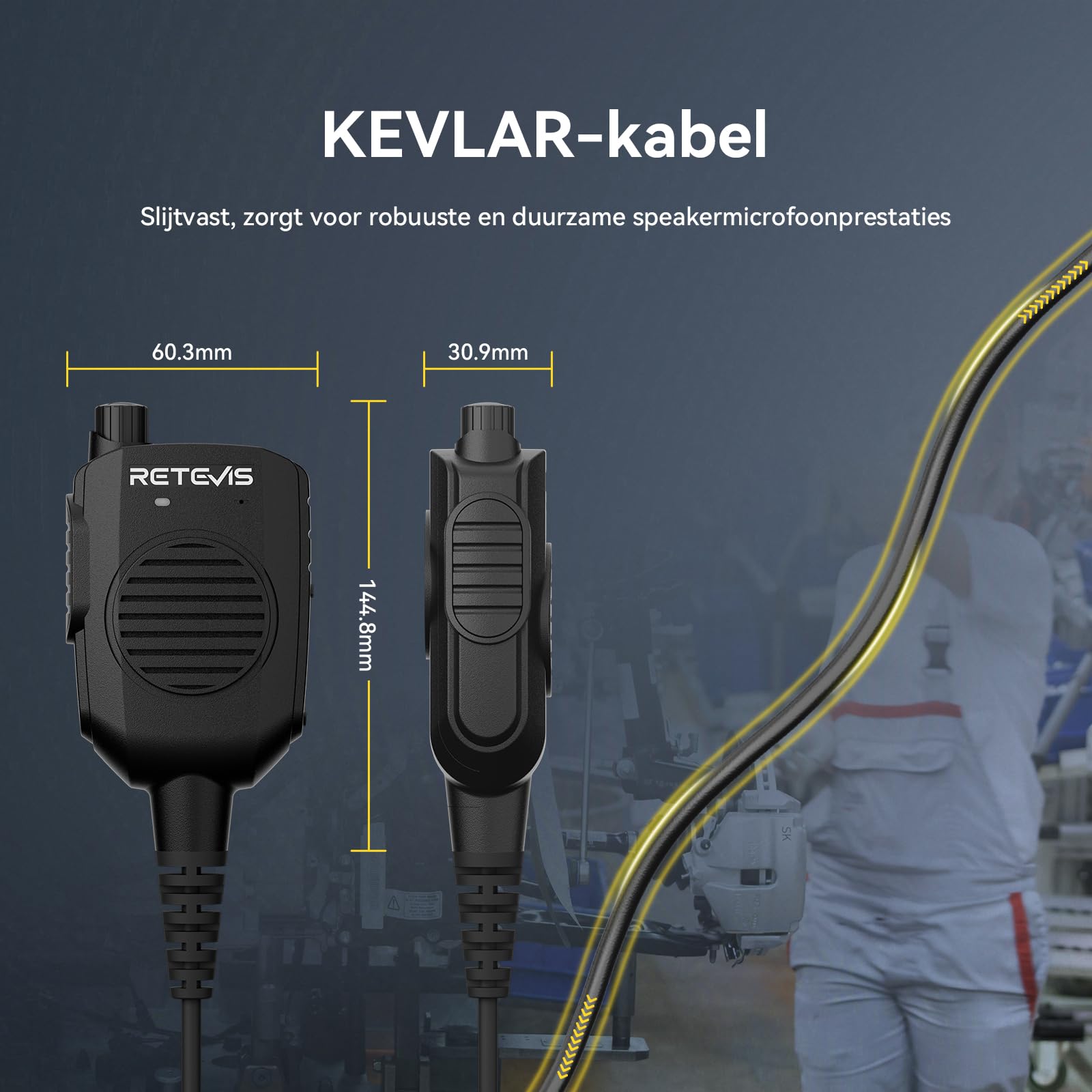Retevis HK011 Lautsprecher mit Mikrofon, KI-Rauschunterdrückung, 3,5-mm-Klinke, IP54, kompatibel mit Baofeng UV-5R, BF-88E, RT24, RT27, RT668, H777 eSynic, Jucjet (2 Stück)