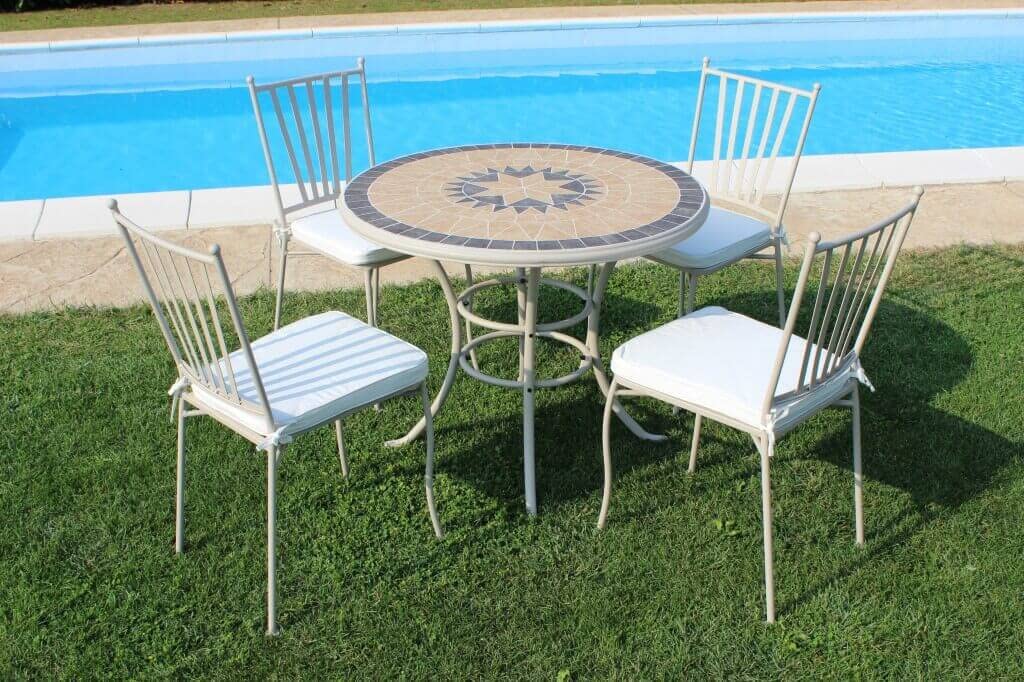 Table ronde fixe en fer ø 90 plan en mosaïque pour extérieur jardin, porche, restaurant, glacés Bar Hôtel Hôtel