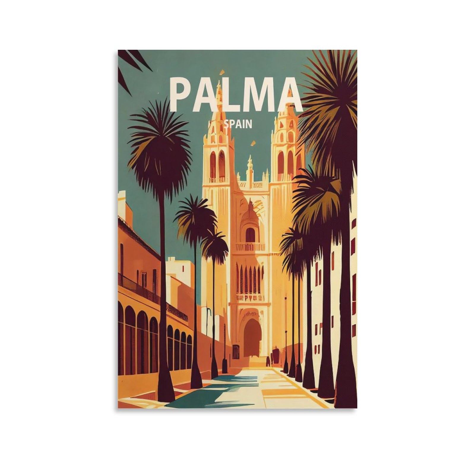 Orbana Unframe-Style Palma Spain Vintage Travel Posters Landscape 08X12inch(20X30cm) Canvas Print For Living Room, Bedroom, Dorm, Home, Office Wall Decoration