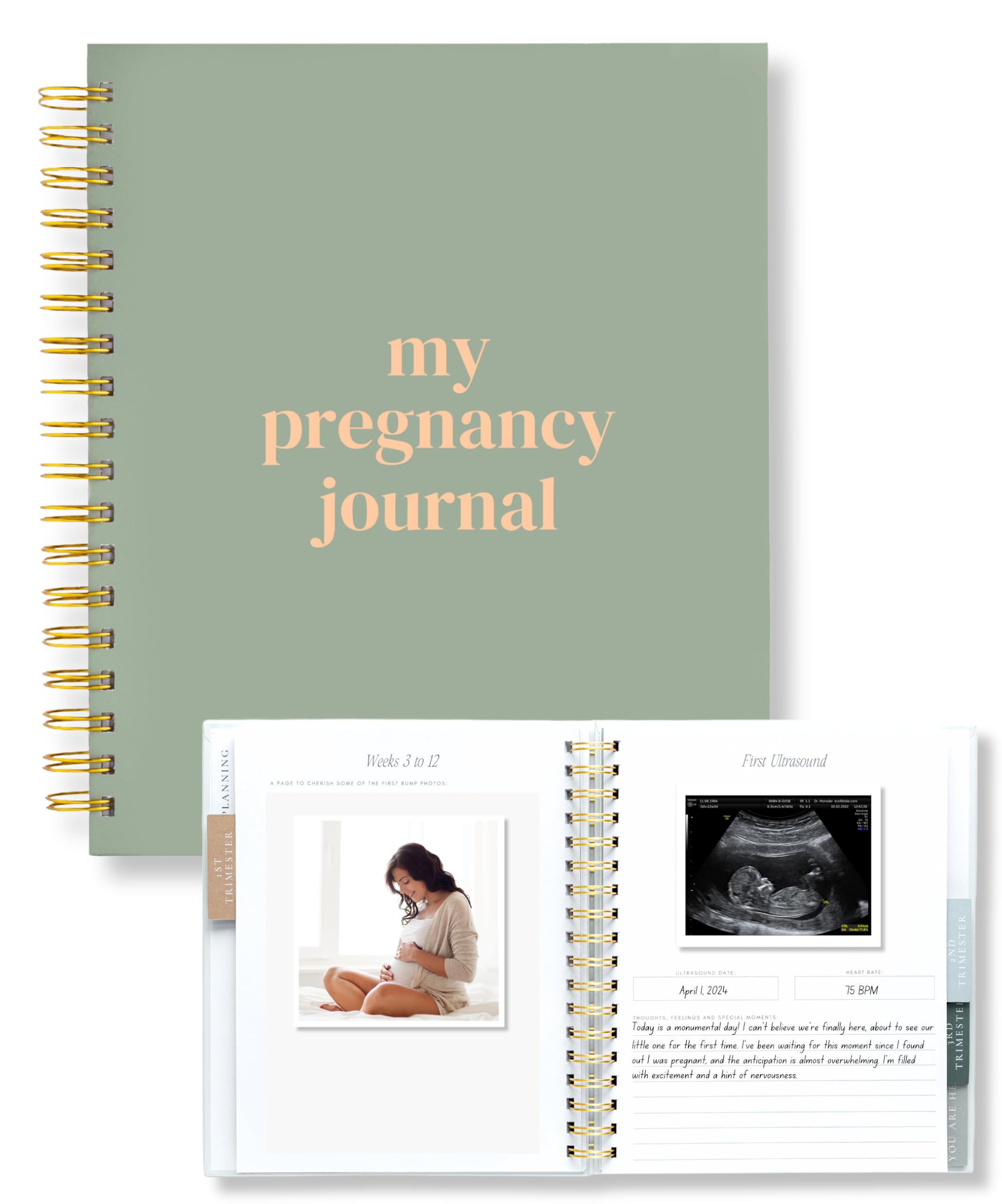 Lamare Pregnancy Journal for First Time Moms – Hardcover Pregnancy Planner & Diary – Pregnancy Gift for First Time Moms – Keepsake with Prompts & Photo Slots