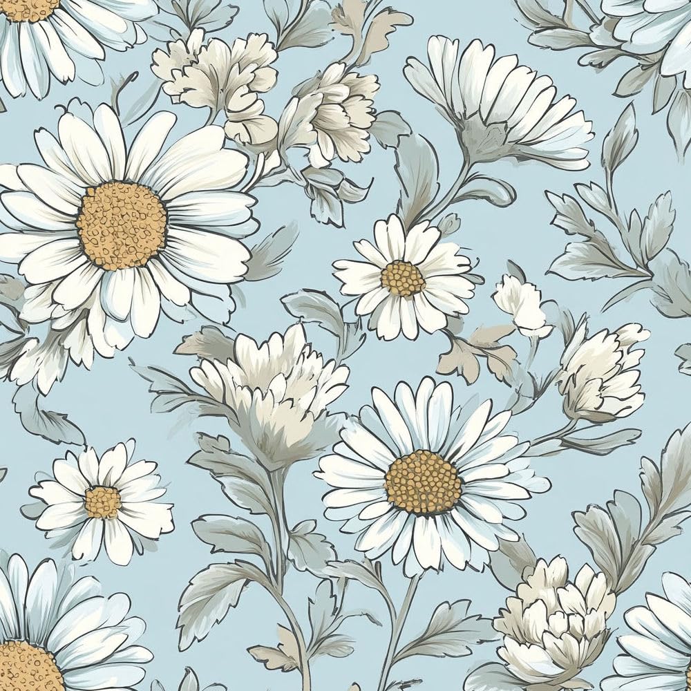 Papier peint fleurs bleues adhésif mural pour relooker un placard