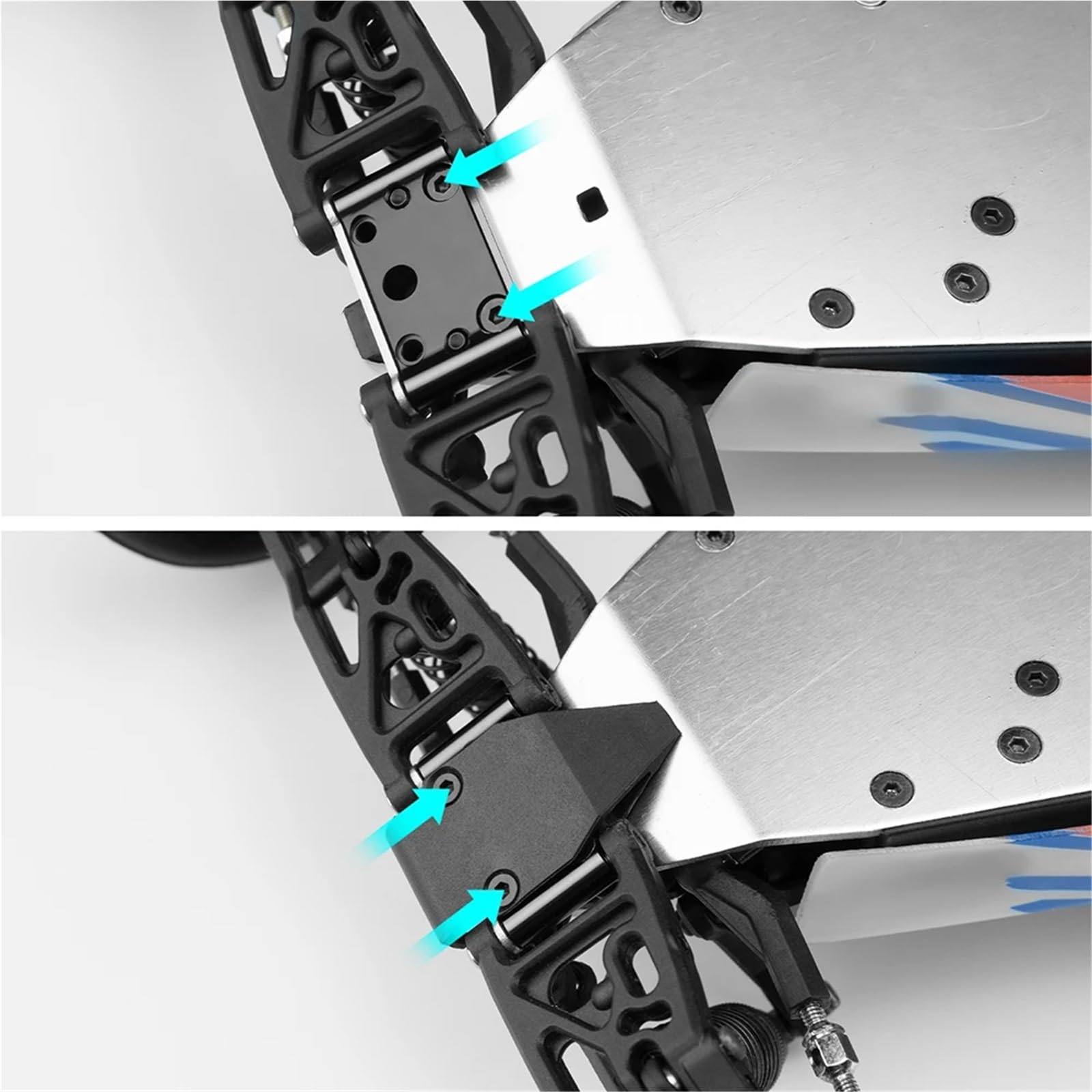 RC Coches Repuestos para Mini-B 2Wd 1/16 RC para Buggy Camión Modelo Piezas Mejora Aleación De Aluminio Conjunto Bloque Pivote Delantero Montaje Brazo
