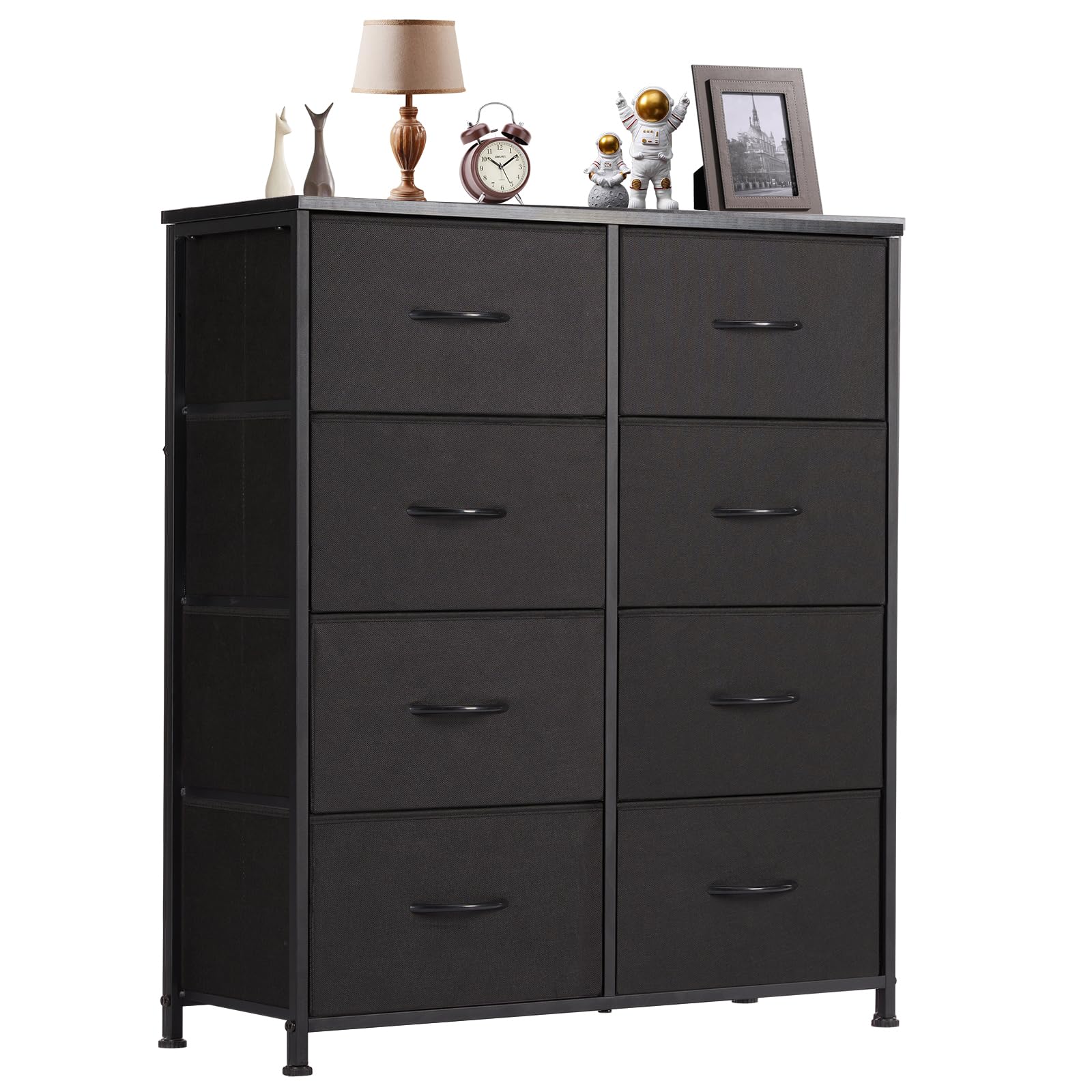 DUMOS Dresser for Bedroom with 8 Drawers, Clothes Drawer Fabric Closet Organizer, Cloth Dresser with Metal Frame and Wood Tabletop Chest Storage Tower for Kids Room, Nursery, Living Room, Entryway