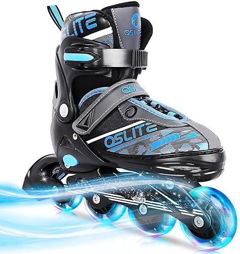 QSLITE Patines en línea, patines en línea ajustables para niños y adultos con ruedas de luz completa, cuchillas de ruedas para exteriores para