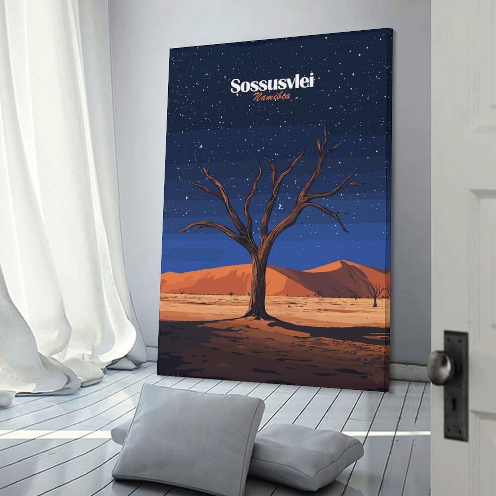 Junmoney Dead Tree in Namibian Desert Wall Picture Print, 24x36inch(60x90cm), for Art Walls, Layered Displays Or Homes, Home Wall Art for Statement Displays