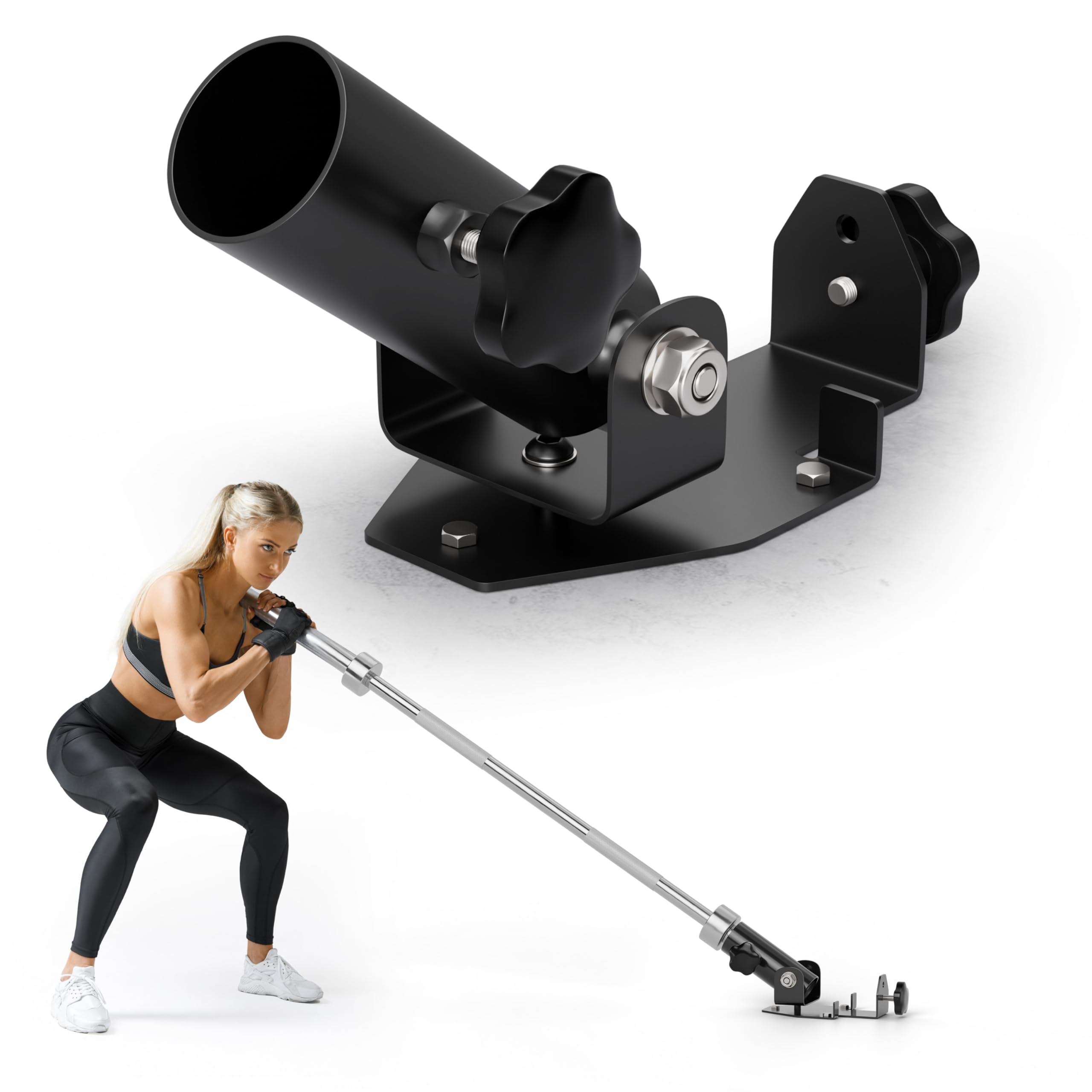 Photo 1 of Rack, Wall or Floor Mount Heavy Duty Landmine Attachment for Barbell - Olympic Size T Bar Row Attachment, Landmine Base for Squat Rack and Viking Press - Gym Equipment Accessories by EVERSTRONG
