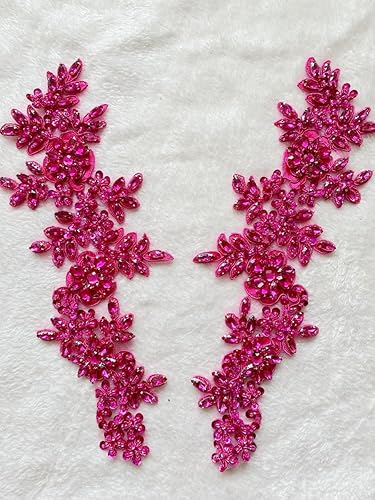 Miniatura 4 de Zbroh Piedras hechas a mano con diamantes de imitación rojosblancoverdeazul, apliques de cuentas de costura, parches de encaje, accesorio para ropa