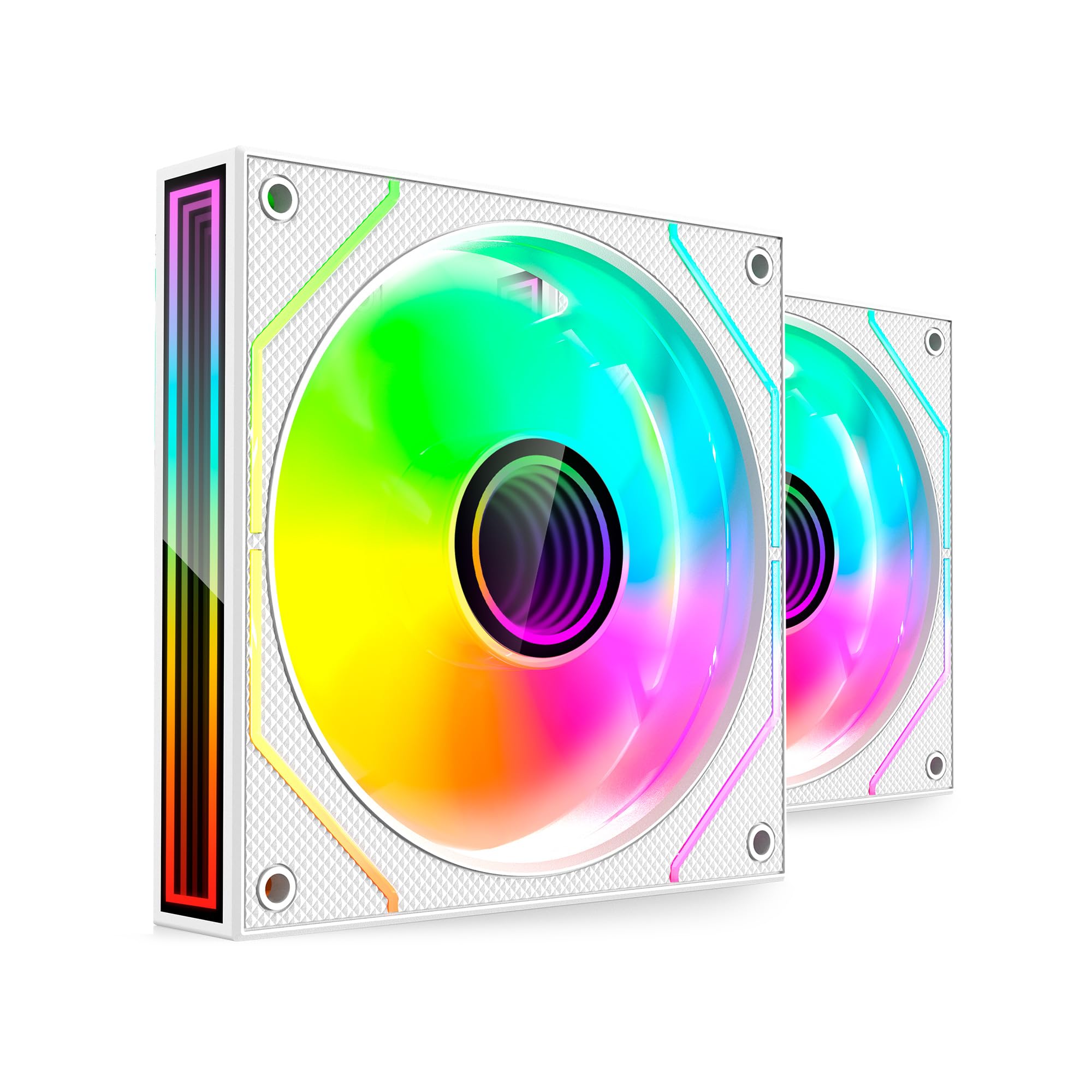 MARS GAMING MF-3DPROX2, Kit 2x Ventiladores PWM 120mm, Iluminación ARGB Triple Infinity Mirror 360°, Sistema de Control PWM, Rodamientos FDB, Ventiladores PC con Compatibilidad Total ARGB, Blanco