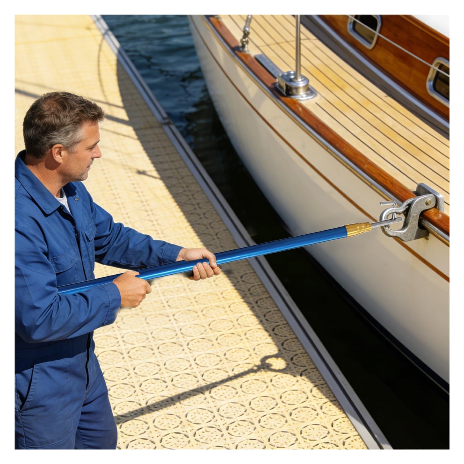 Gancio per barca con asta di estensione regolabile, 4 m/4,9 m/6,1 m, robusti pali in fibra di vetro per push-pull/barca/salvataggio, attacco barca (400 cm)