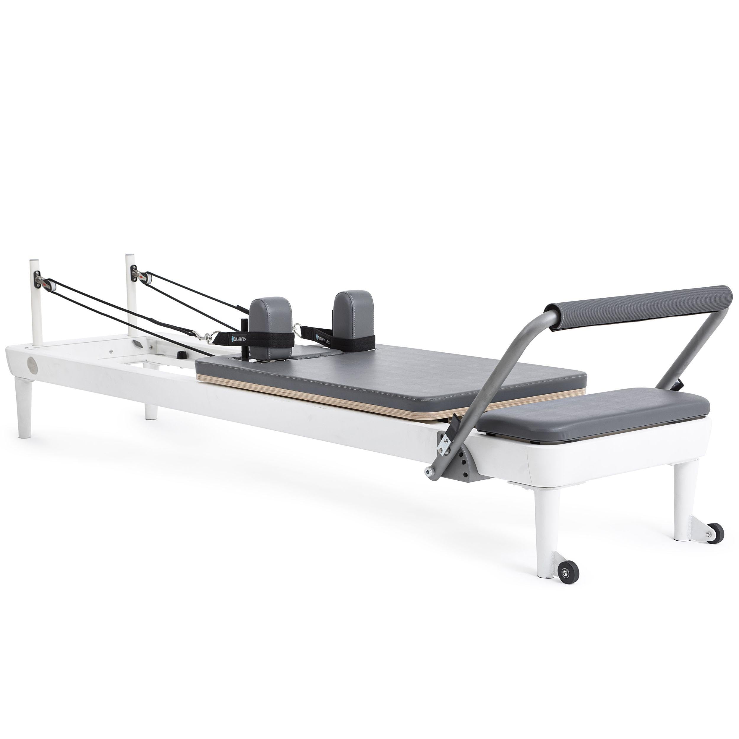 Reformer Nubium, Alluminio Bianco, pedana con sgancio rapido, Carrello Ultra-Silenzioso, Include Box e pedana per Saltare.