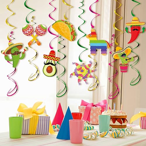 Miniatura 4 de 14 piezas de decoraciones de fiesta mexicana colgantes espirales colgantes, decoraciones colgantes de Cinco de Mayo, decoraciones de fiesta de Let's