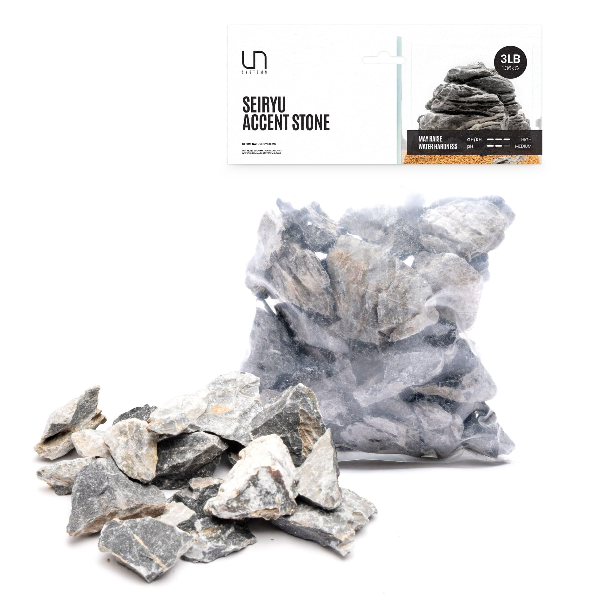 UNS Accent Stone - Aquascaping Hardscape for Freshwater Aquarium Aquascape - Shrimp, Turtle, Betta Fish Tank Decoration - Blue Gray Small Rock for Terrariums & Vivariums - Seiyru Mountain Stone, 3 lb