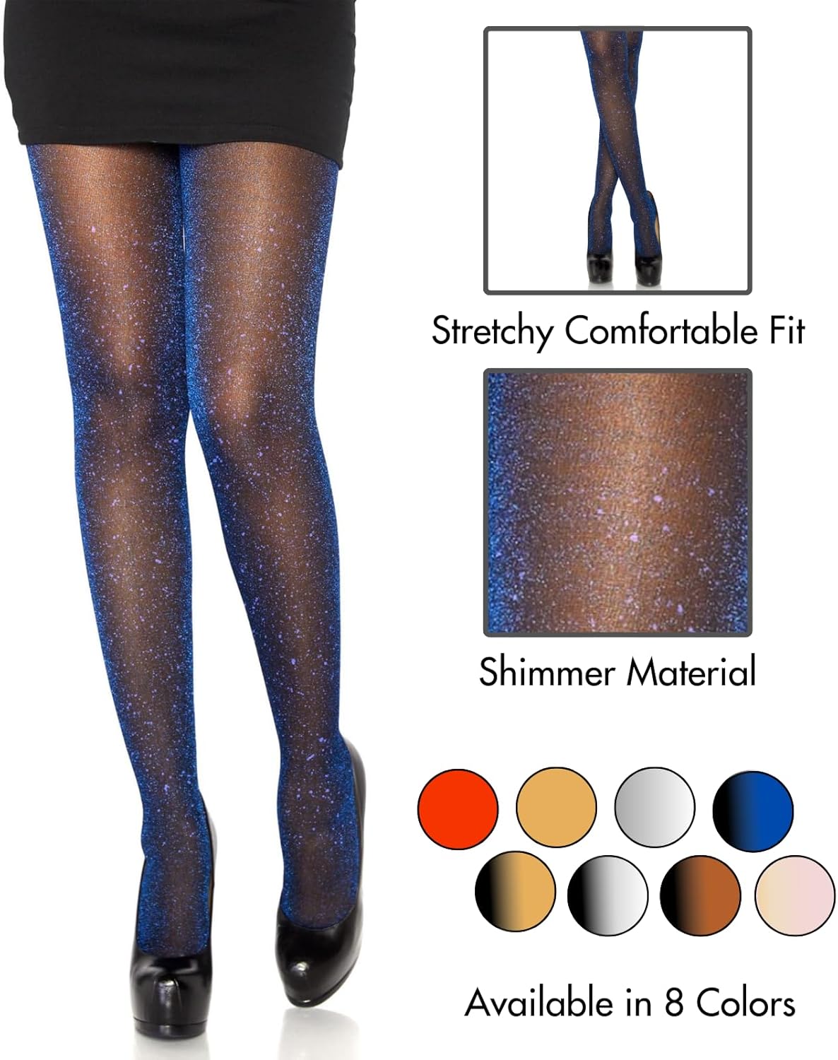 Leg Avenue Women's stretchy High Waist Lurex Shimmer Tights With Metaillic Fiber Shine - Image 4