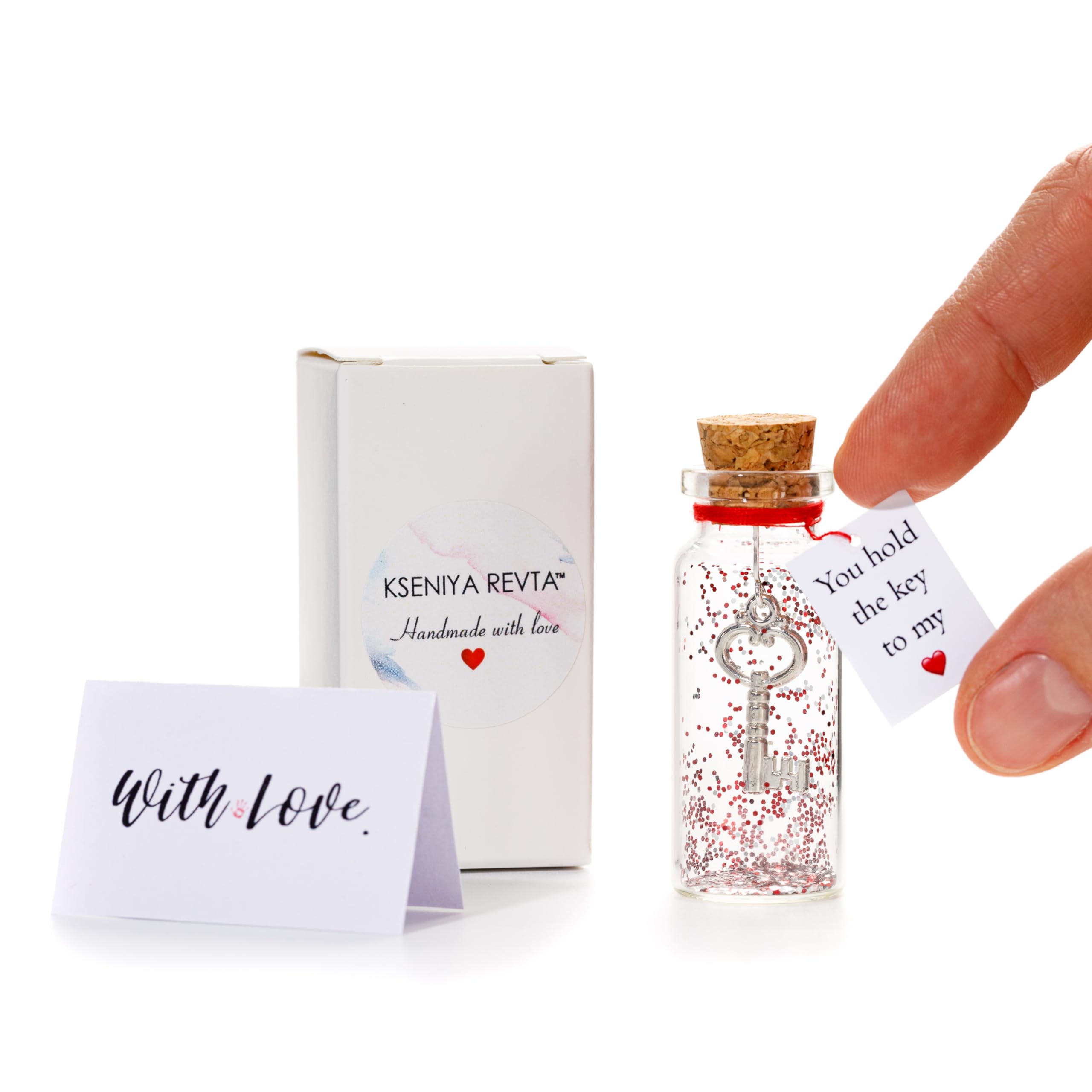 Romantic Decorative Bottle for Boyfriend or Girlfriend, You Hold The Key To My Heart Decor Anniversary Wish Jar for Husband and Wife (Key in a bottle)