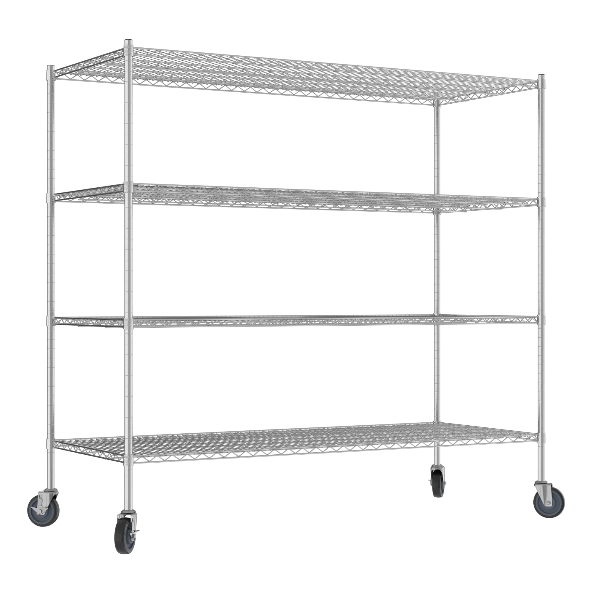 QUIET BOOK Commercial NSF Listed Chrome Mobile Wire Shelving Kit 30